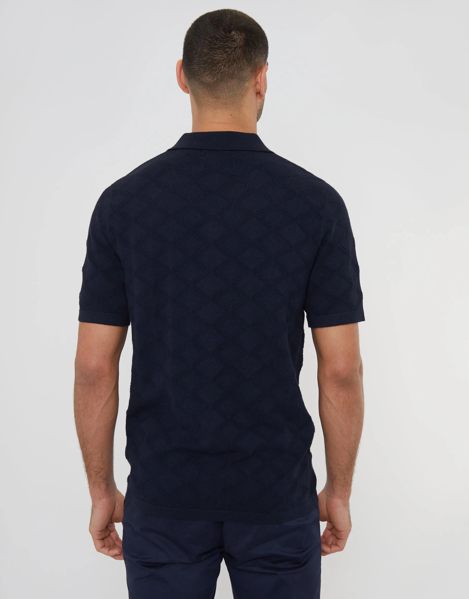 Men's Navy Revere Collar Short Sleeve Knit Shirt sold by Threadbare product image thumbnail 2