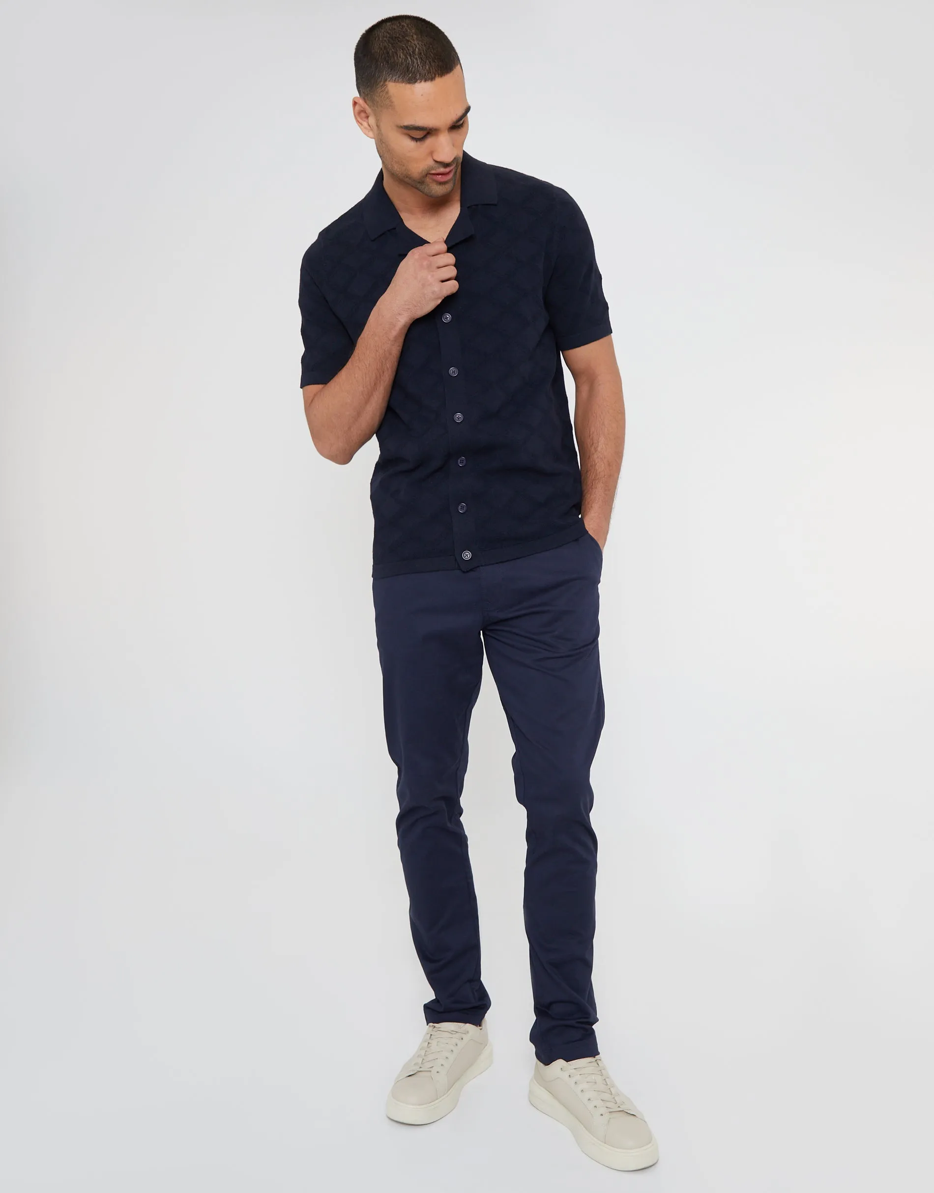 Men's Navy Revere Collar Short Sleeve Knit Shirt sold by Threadbare product image thumbnail 3