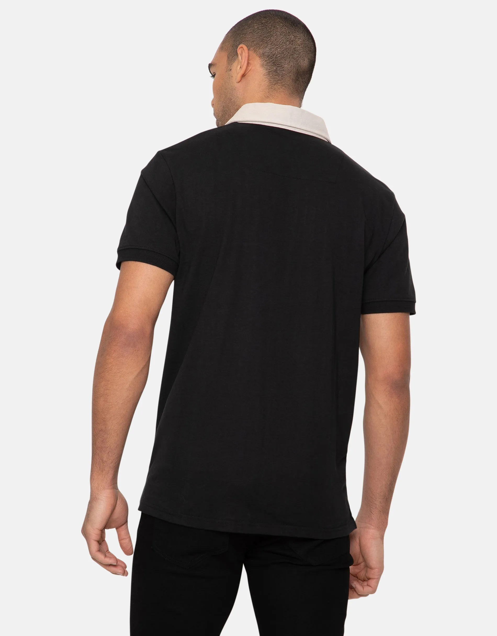 Men's Black Colourblock Rugby Shirt sold by Threadbare product image thumbnail 2