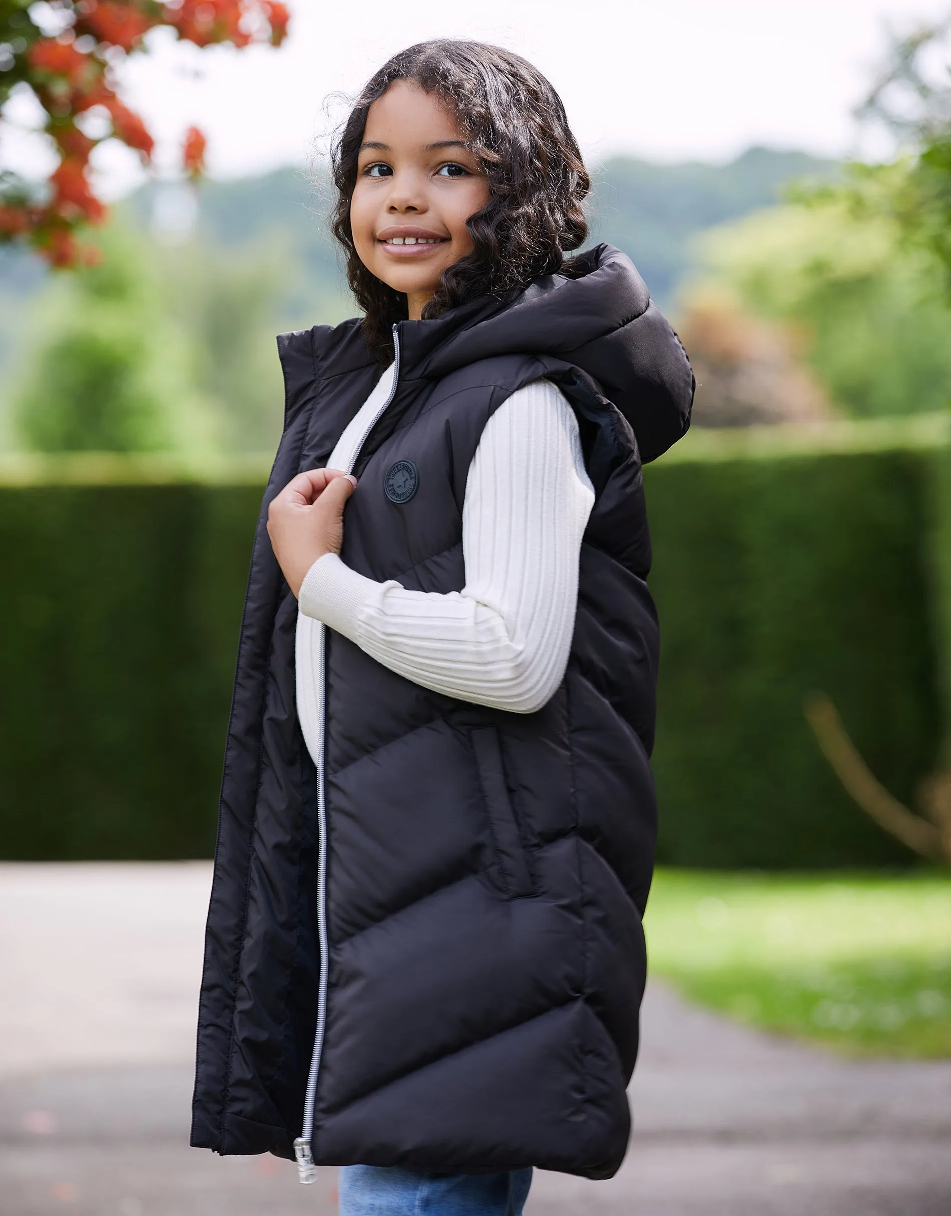 Girls' Black Quilted Longline Gilet sold by Threadbare product image thumbnail 2