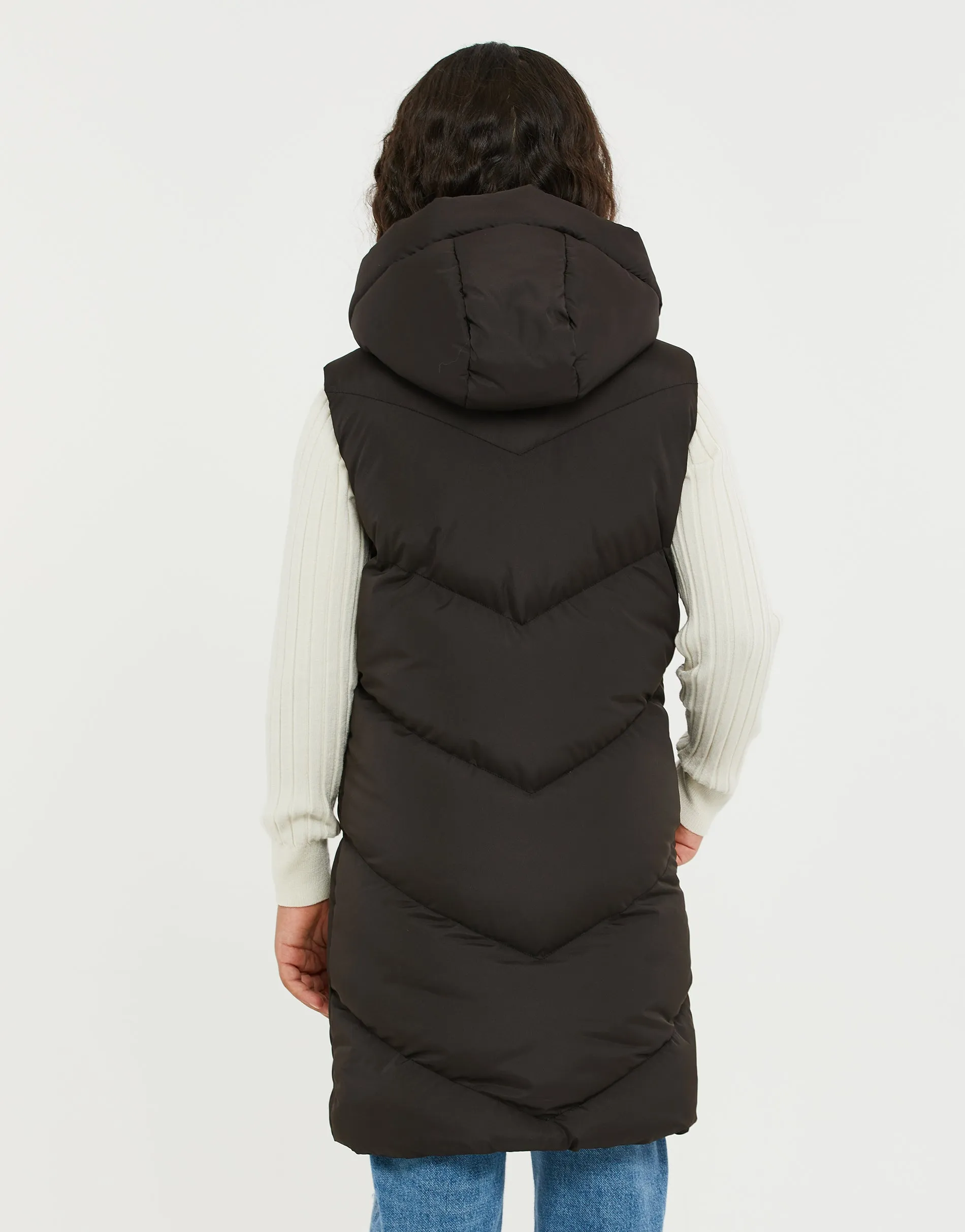Girls' Black Quilted Longline Gilet sold by Threadbare product image thumbnail 3