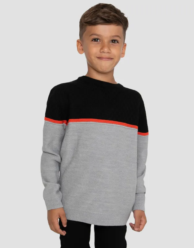 Boys' Grey Colourblock Jumper sold by Threadbare