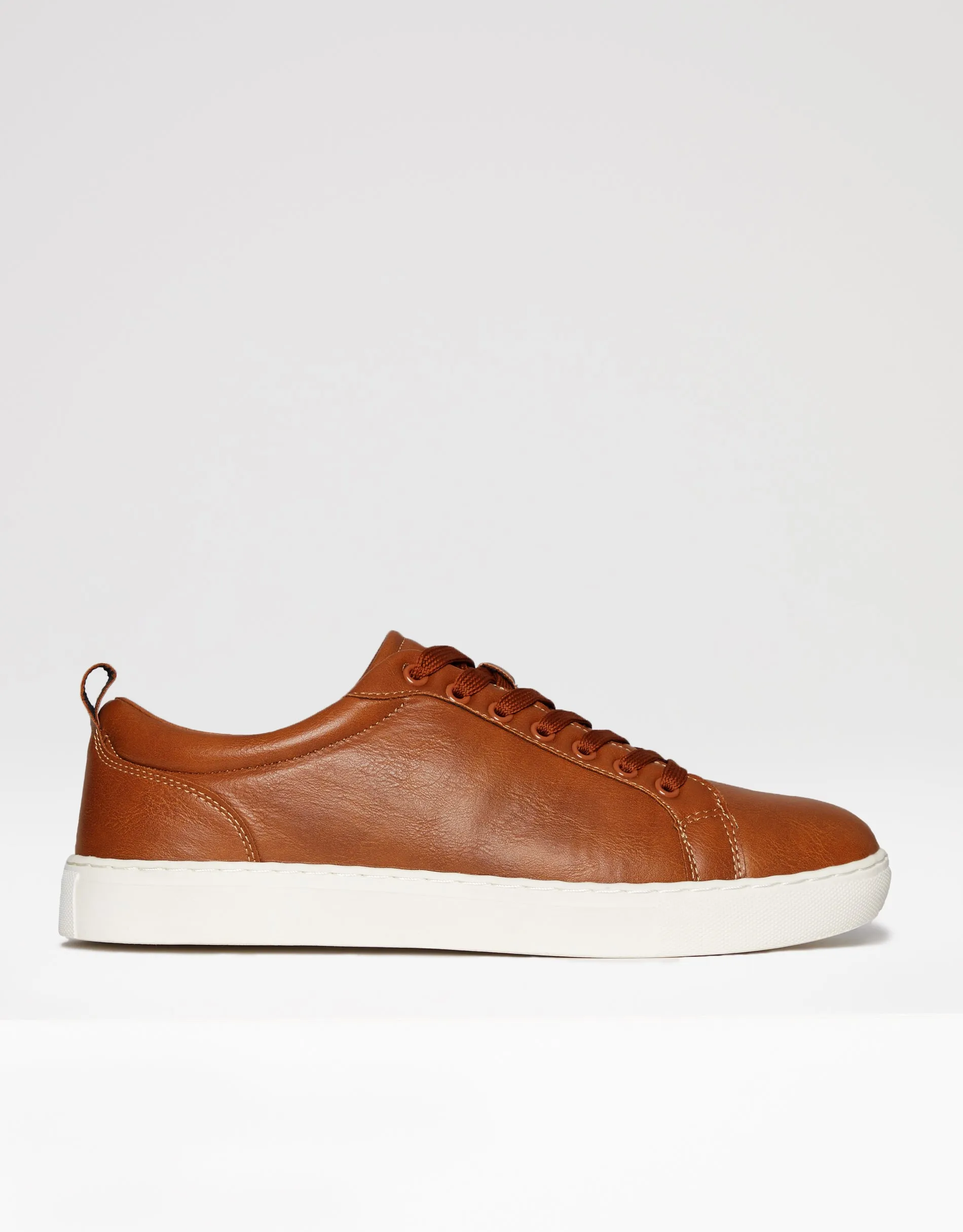 Men's Tan Smart Casual Court Trainers sold by Threadbare