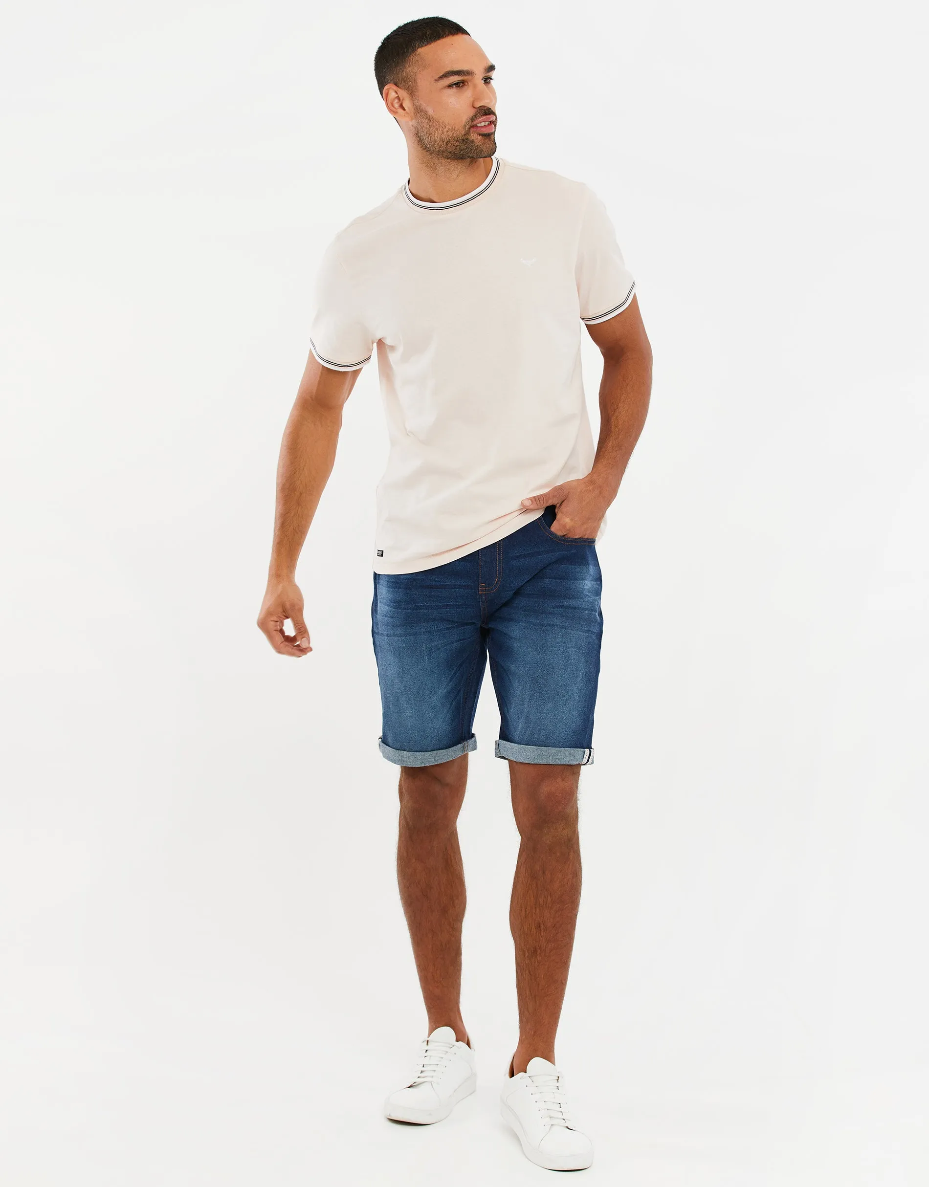 Men's Mid Wash Blue Denim Shorts sold by Threadbare product image thumbnail 3