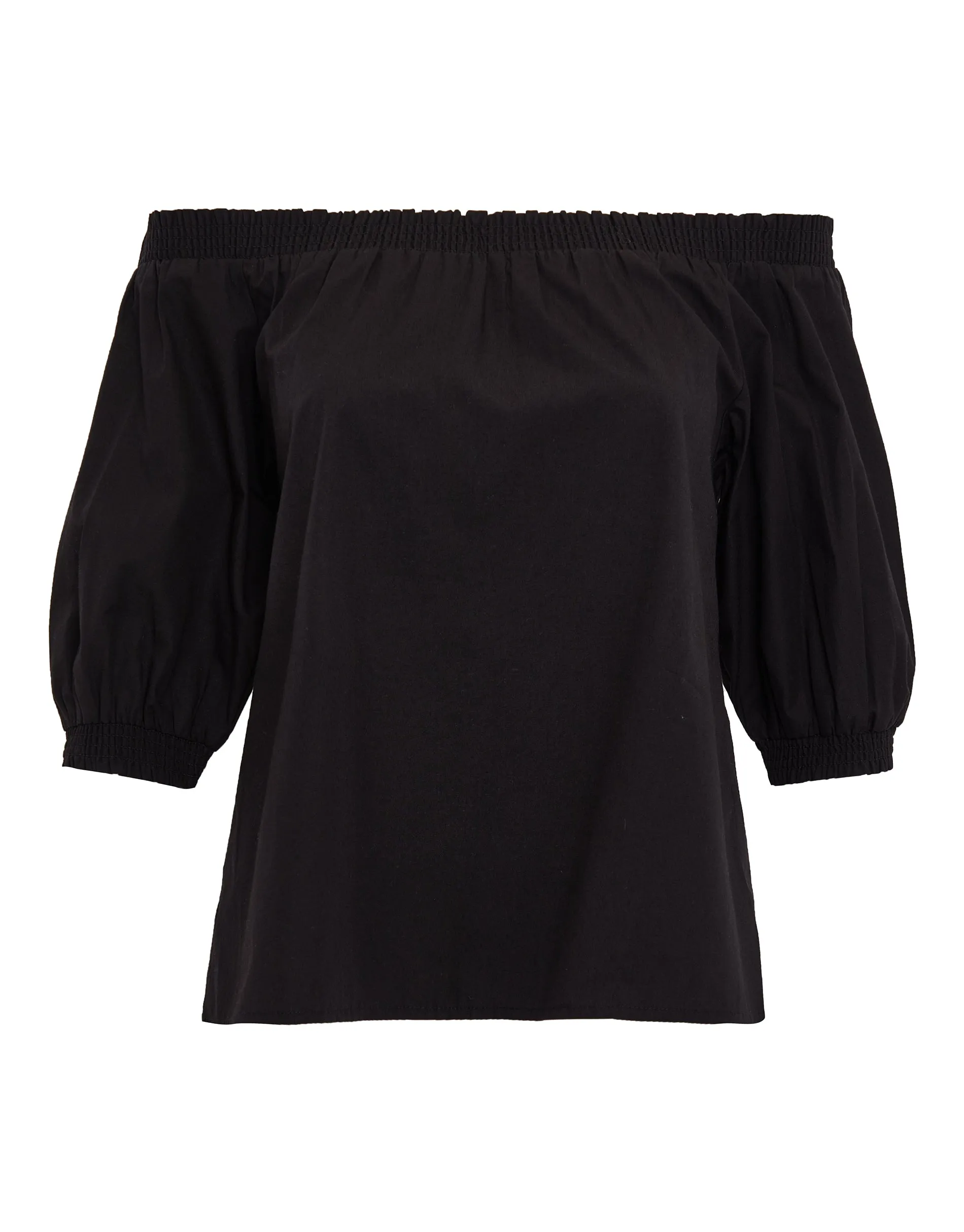 Women's Black Off the Shoulder Bardot Puff Sleeve Top sold by Threadbare product image thumbnail 5