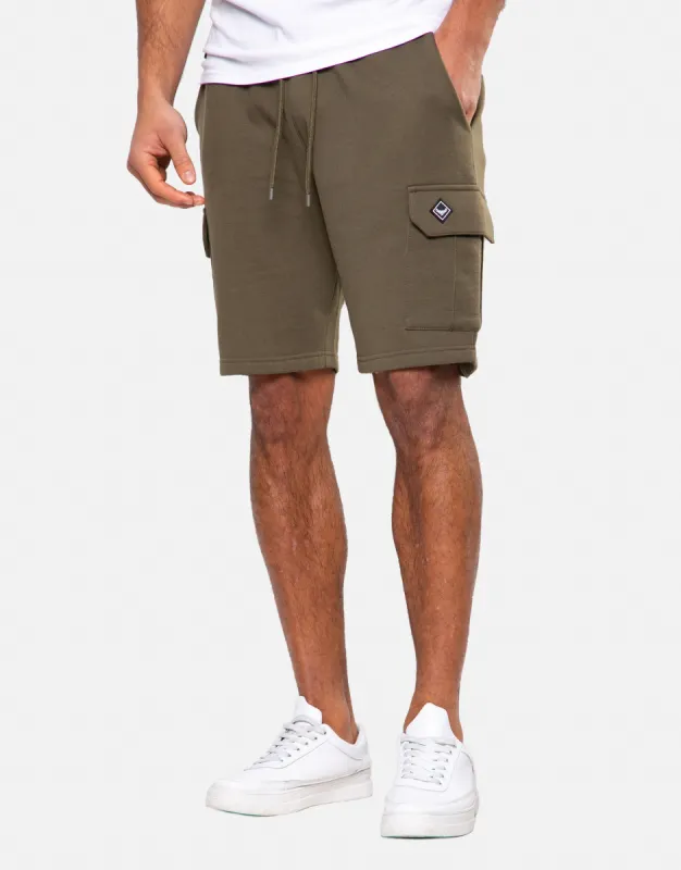 Men's Khaki Cargo Fleece Shorts sold by Threadbare