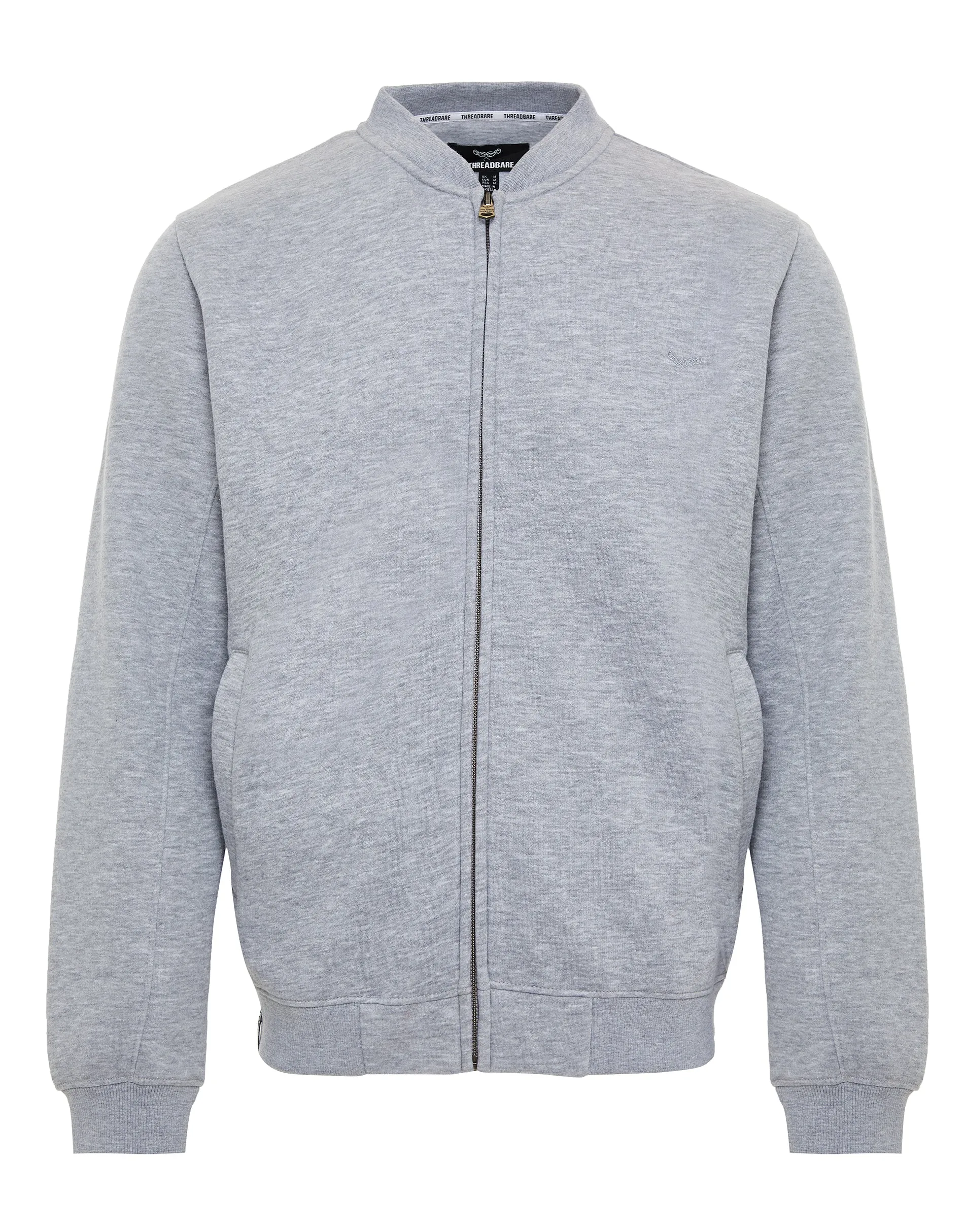 Men's Grey Marl Zip Up Fleece Varsity Jacket sold by Threadbare product image thumbnail 5