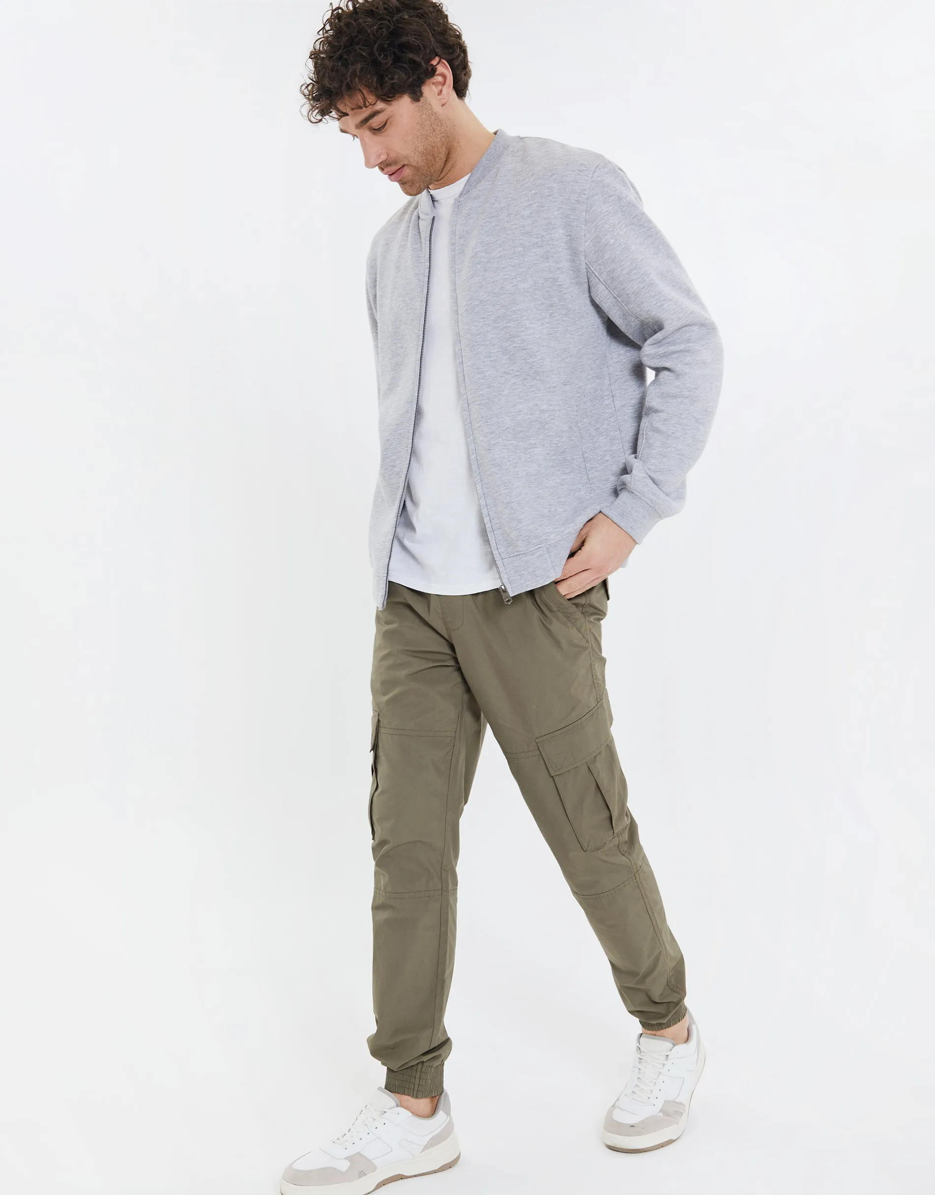 Men's Grey Marl Zip Up Fleece Varsity Jacket sold by Threadbare product image thumbnail 3