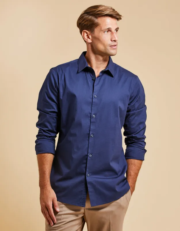 Threadbare Luxe Men's Navy Long Sleeve Shirt sold by Threadbare
