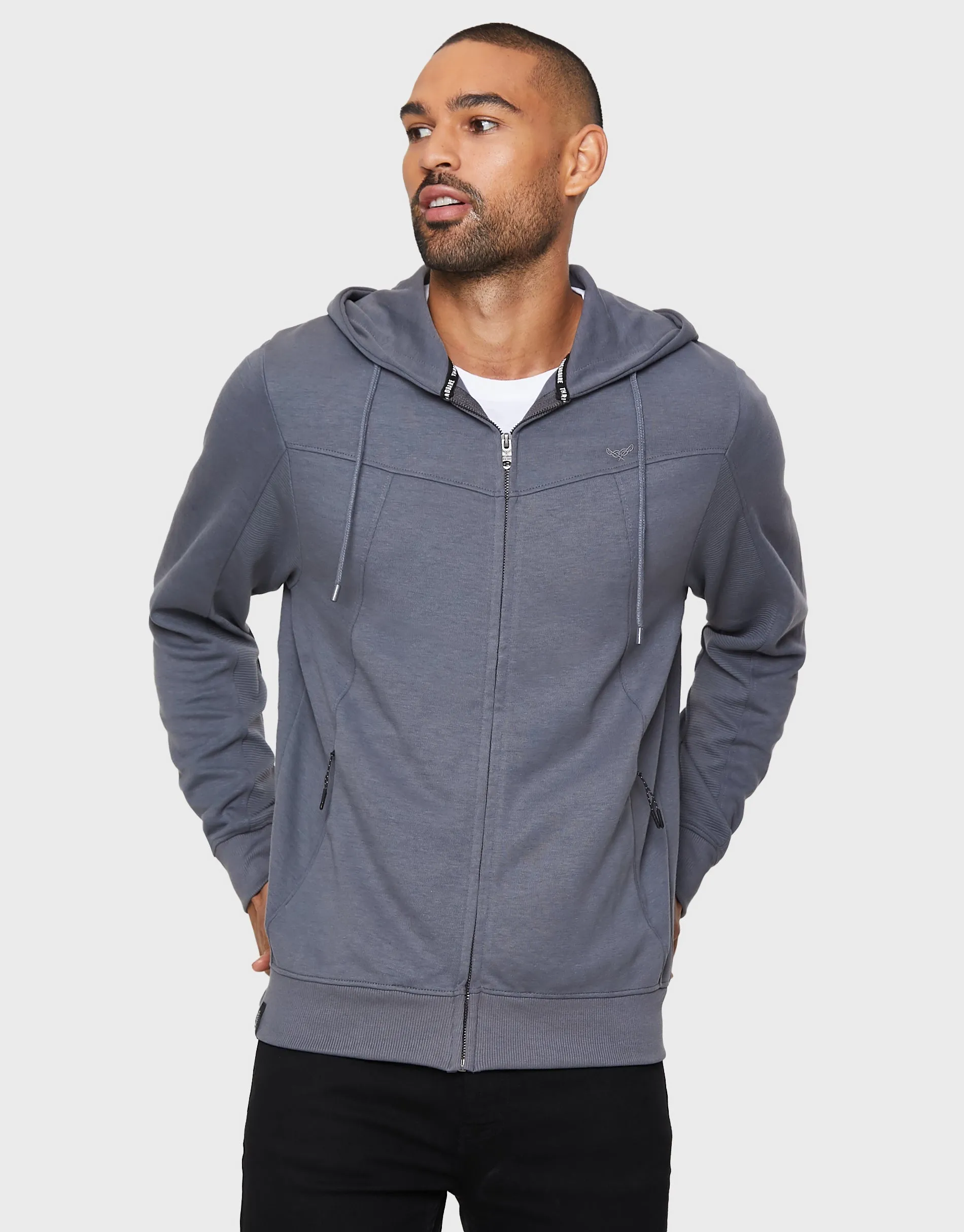 Men's Slate Fleece Zip-Through Hoodie sold by Threadbare