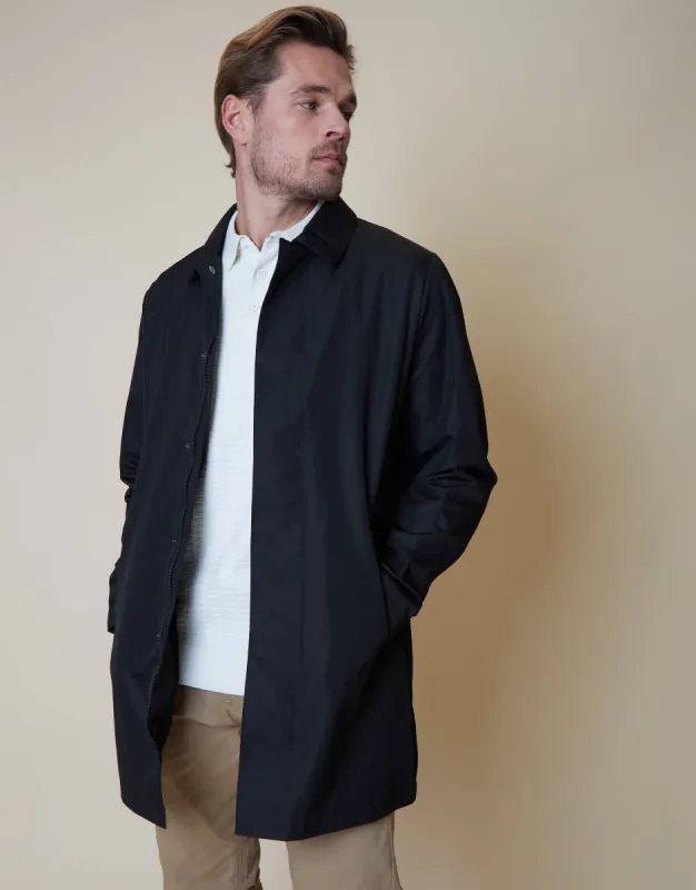 Men's Black Showerproof Collared Mac sold by Threadbare