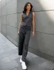 Women's Charcoal Pinstripe Wide Leg Tailored Trousers sold by Threadbare