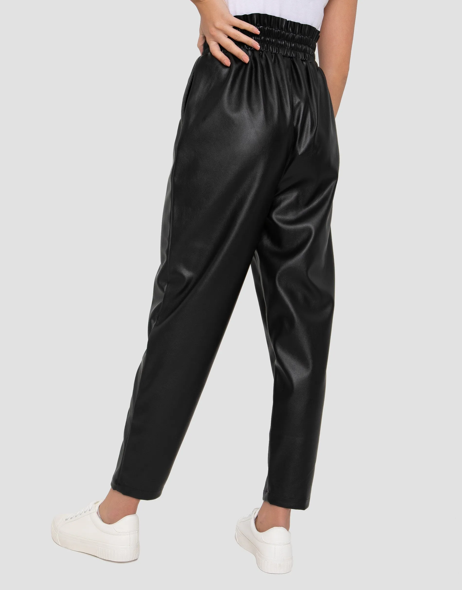 Women's Black PU Leather Joggers sold by Threadbare product image thumbnail 2