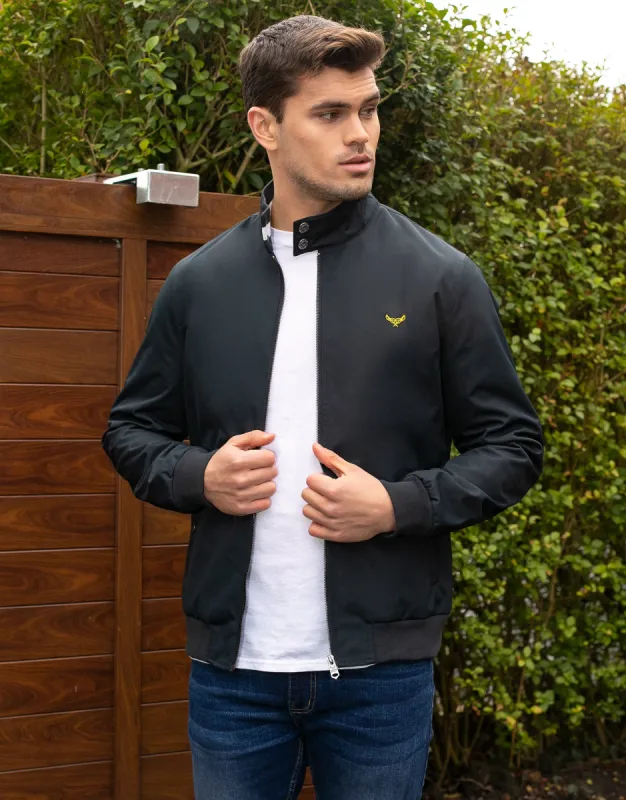 Men's Navy Classic Harrington Jacket sold by Threadbare