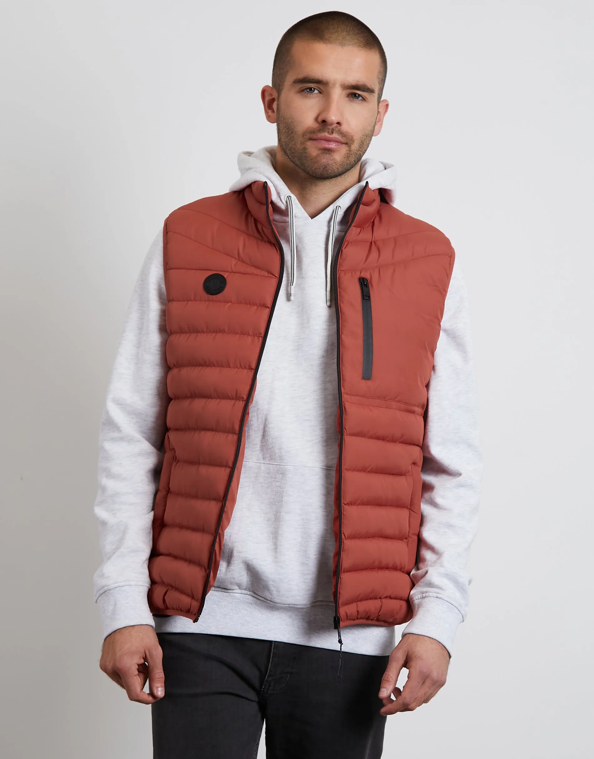 Men's Rust Padded Gilet sold by Threadbare