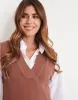 Women's Brown V-Neck Knitted Sweater Vest sold by Threadbare