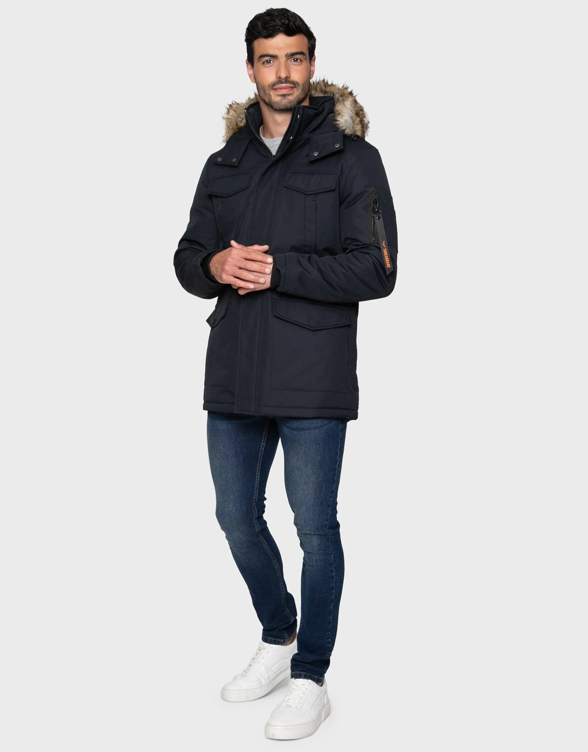 Men's Navy Parka Jacket sold by Threadbare product image thumbnail 3