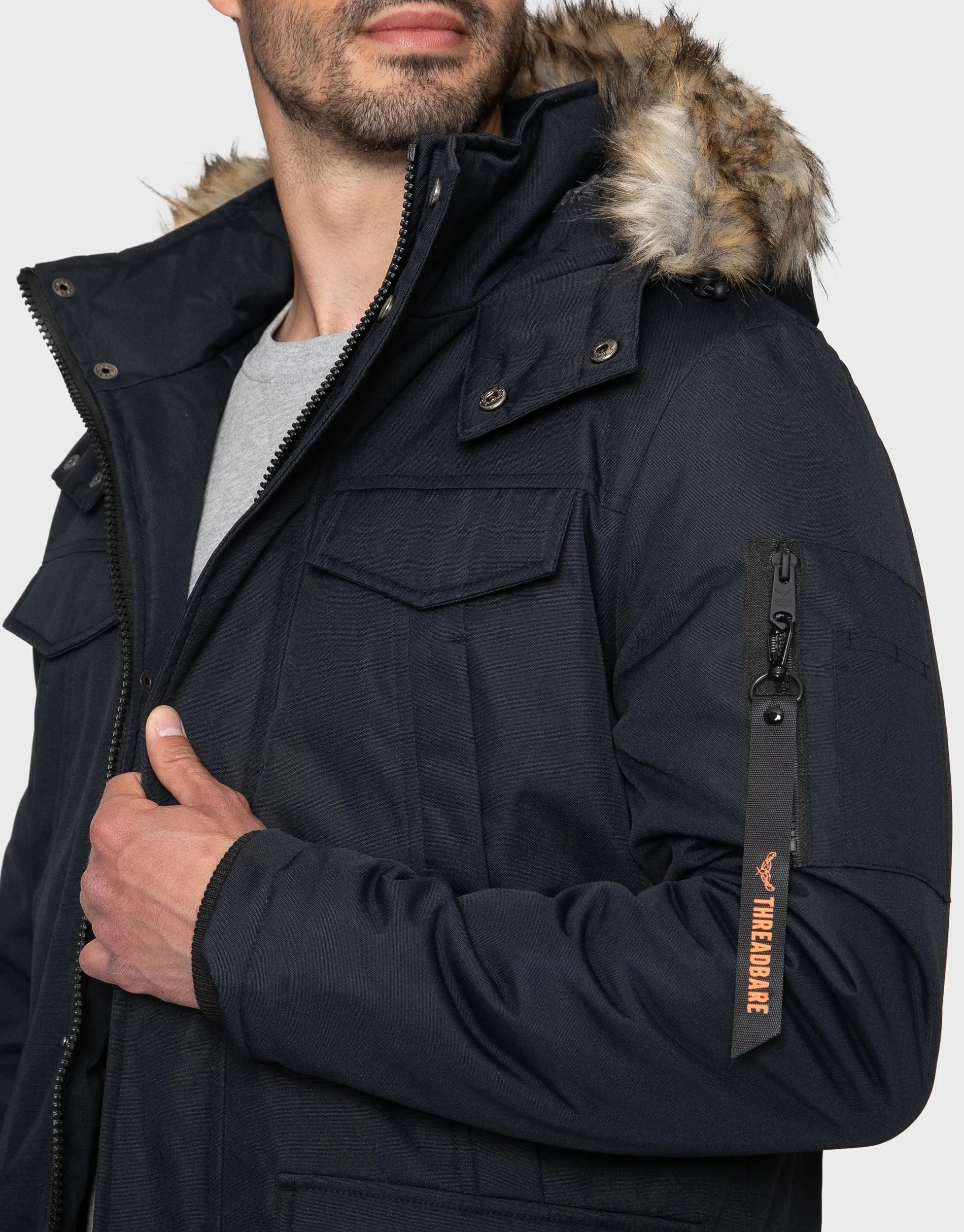 Men's Navy Parka Jacket sold by Threadbare product image thumbnail 4