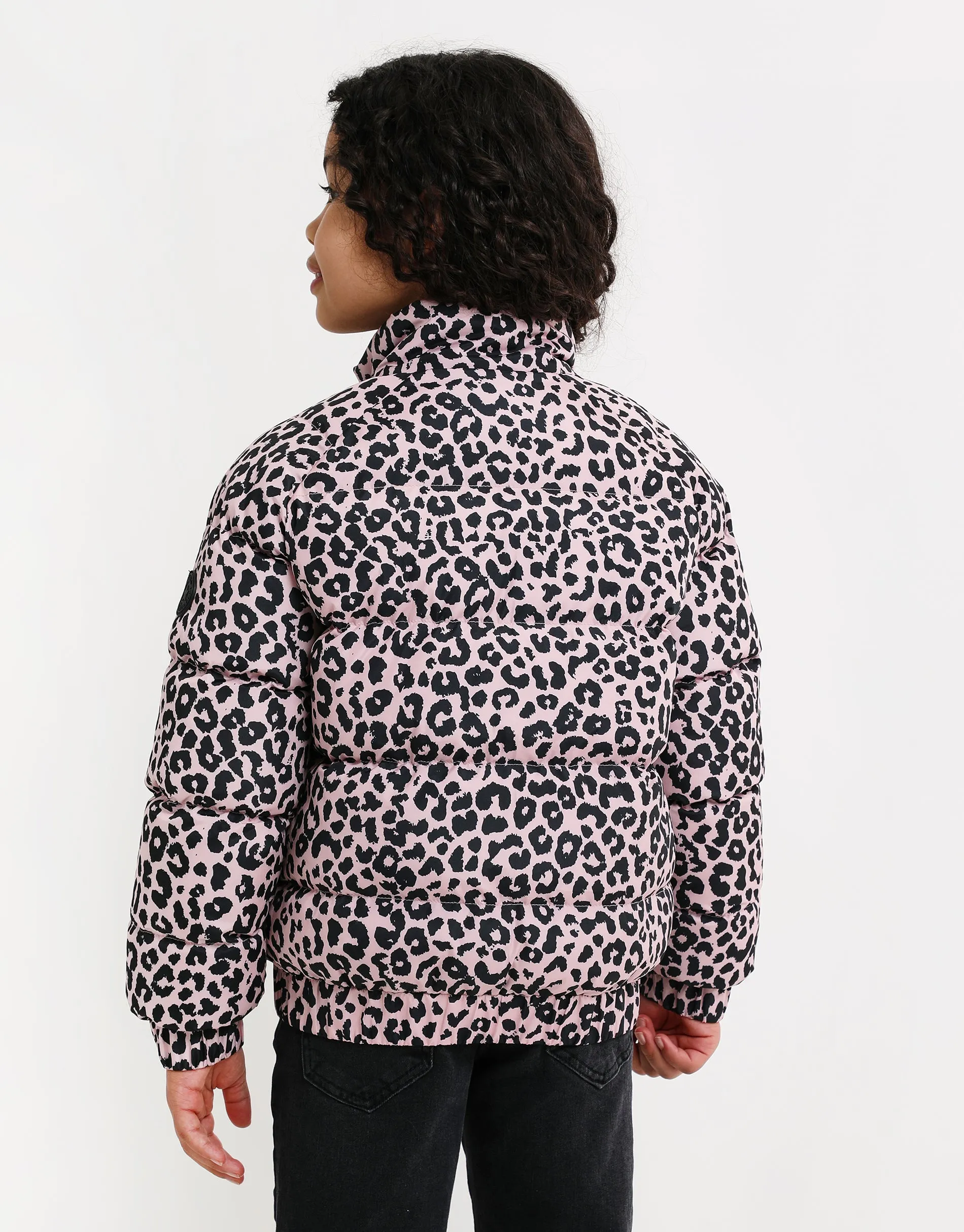 Girls' Pink Leopard Puffer Jacket sold by Threadbare product image thumbnail 2
