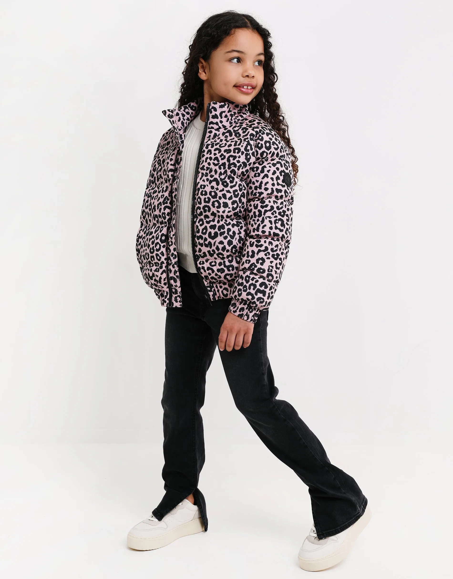 Girls' Pink Leopard Puffer Jacket sold by Threadbare product image thumbnail 3