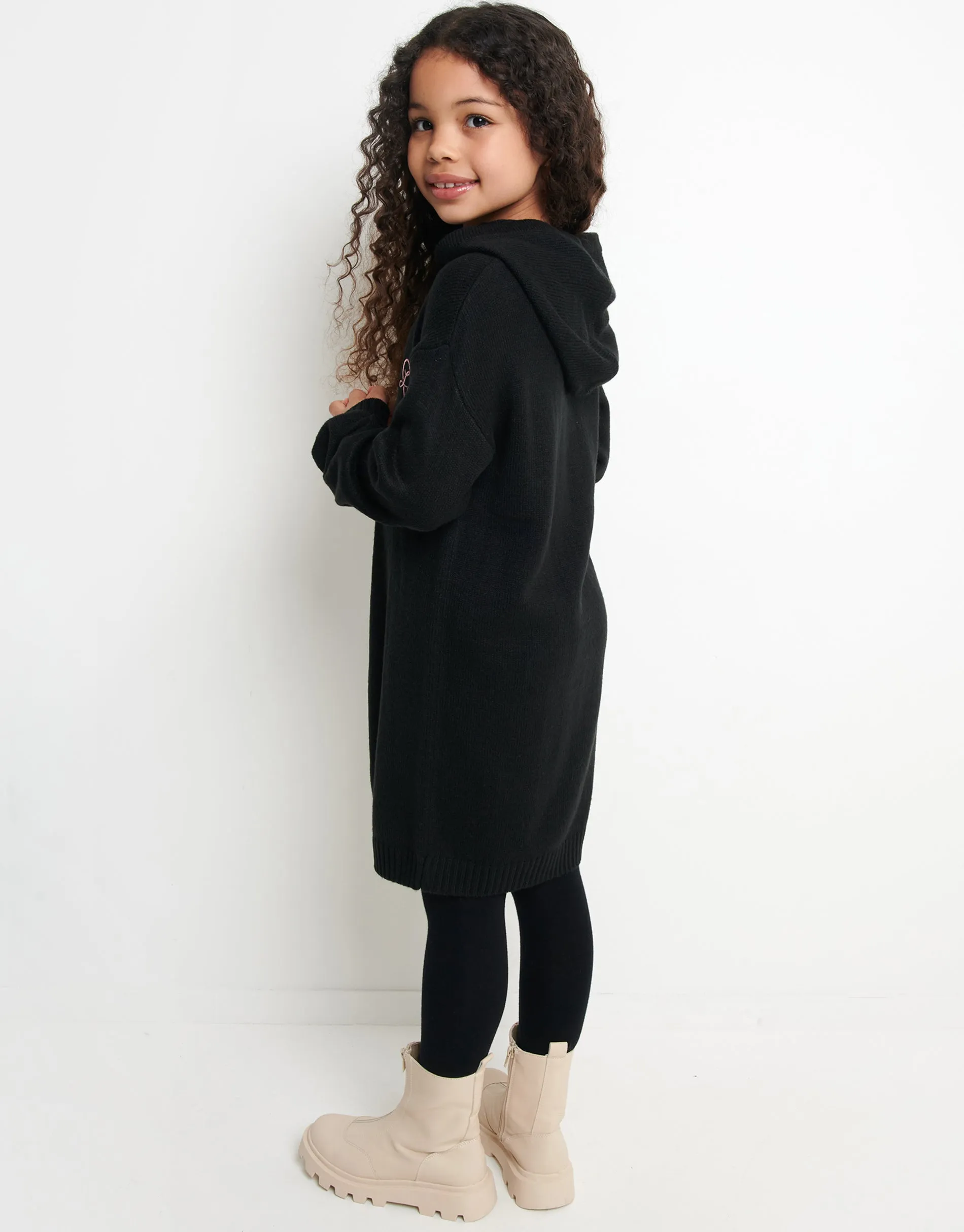 Girls' Black Embroidered Hoodie Dress sold by Threadbare product image thumbnail 2