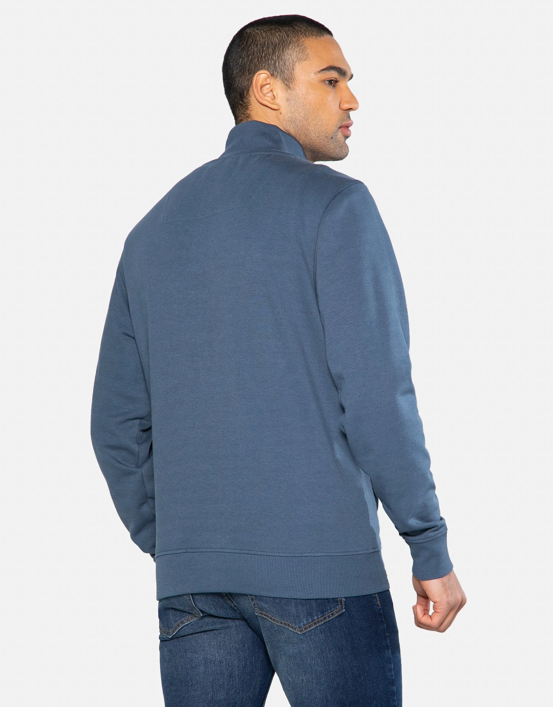 Men's Denim Blue Zip-Up Fleece Jumper sold by Threadbare product image thumbnail 2