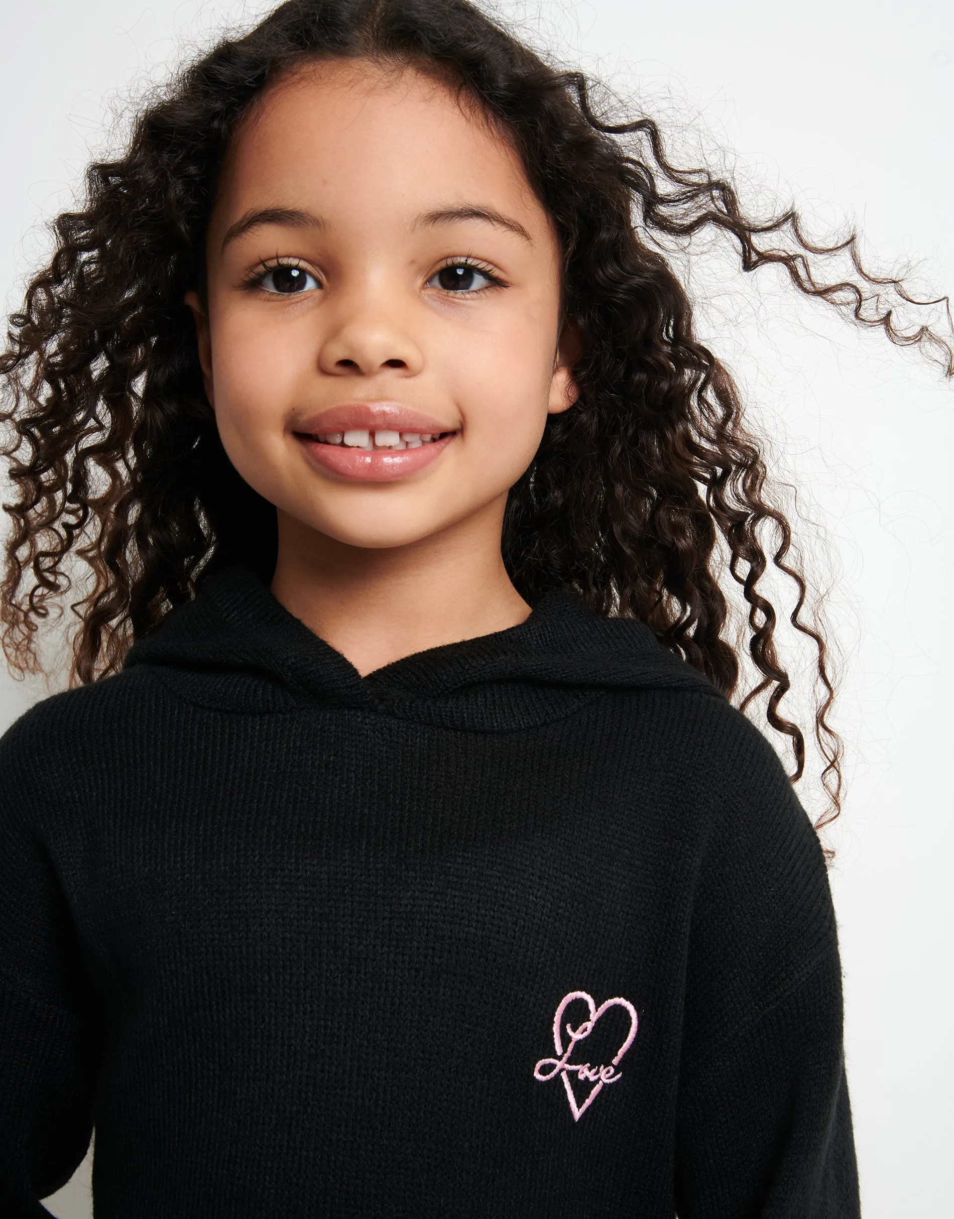 Girls' Black Embroidered Hoodie Dress sold by Threadbare product image thumbnail 4