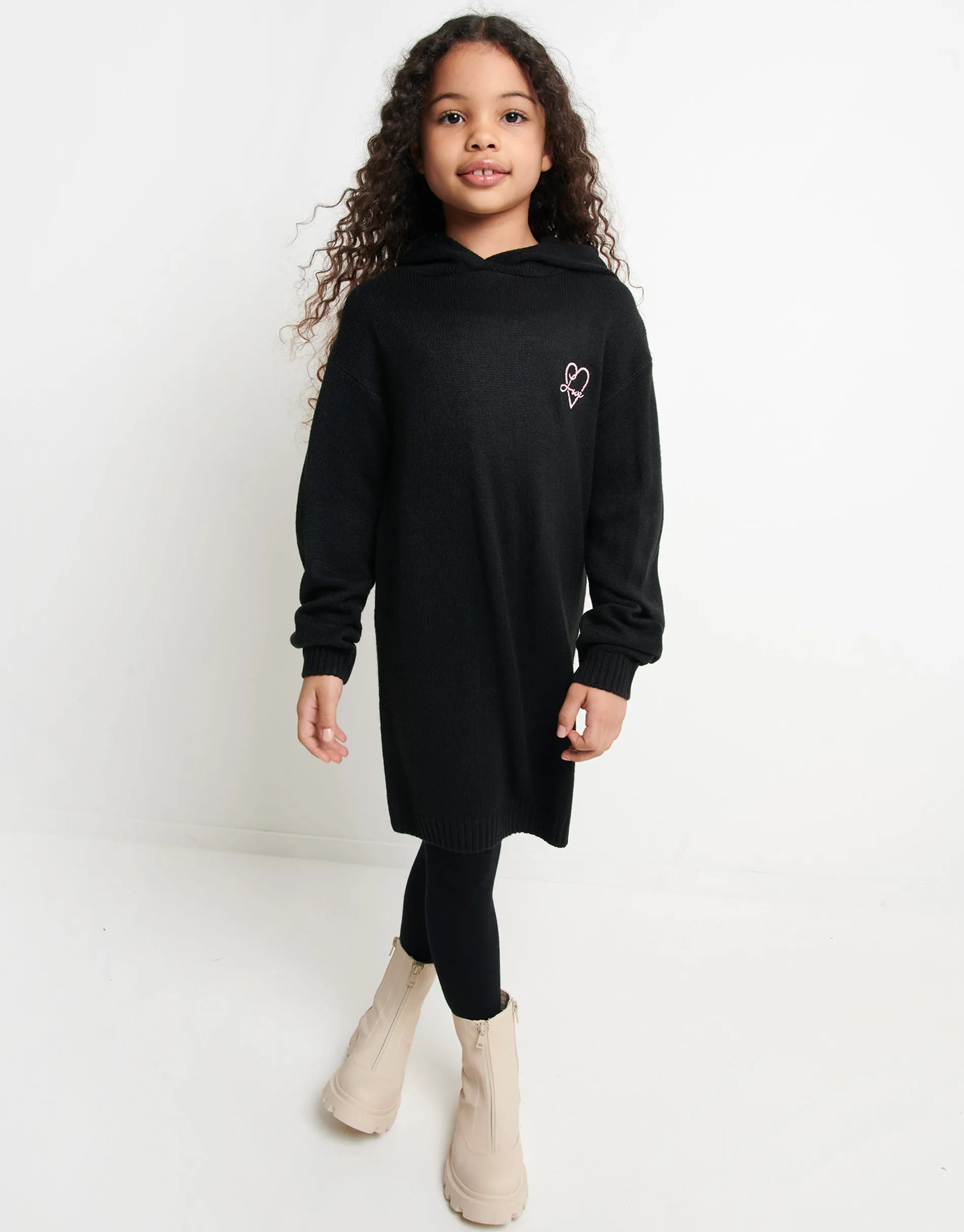 Girls' Black Embroidered Hoodie Dress sold by Threadbare product image thumbnail 3