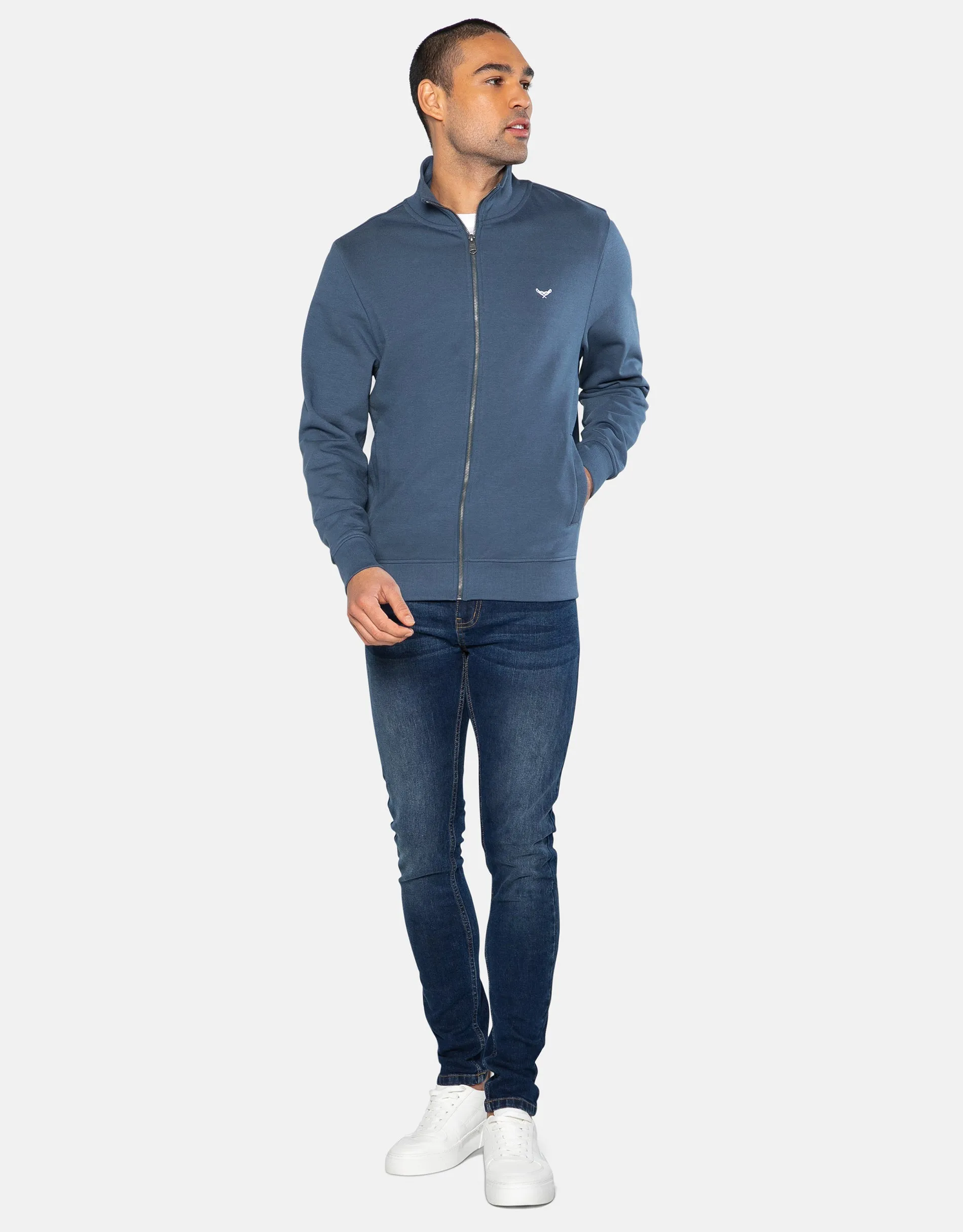 Men's Denim Blue Zip-Up Fleece Jumper sold by Threadbare product image thumbnail 3
