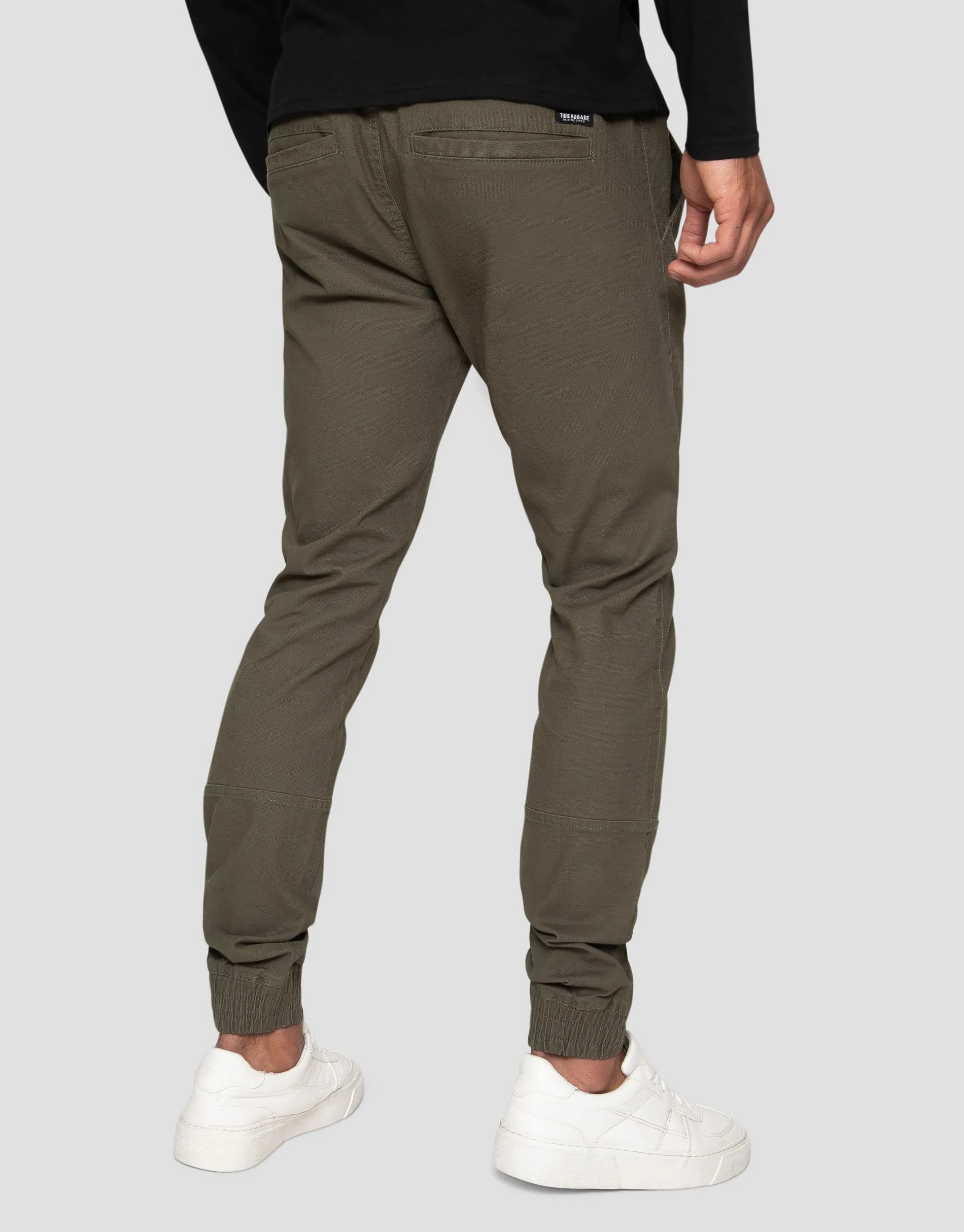 Threadbare Men's Khaki Green Slim Fit Cuffed Trousers sold by Threadbare product image thumbnail 2