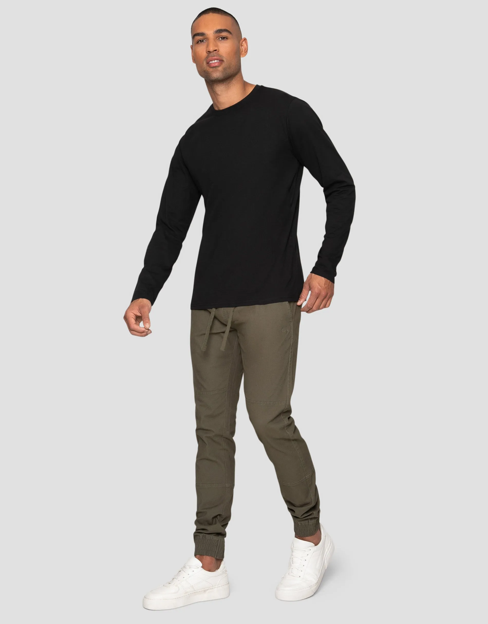 Threadbare Men's Khaki Green Slim Fit Cuffed Trousers sold by Threadbare product image thumbnail 3