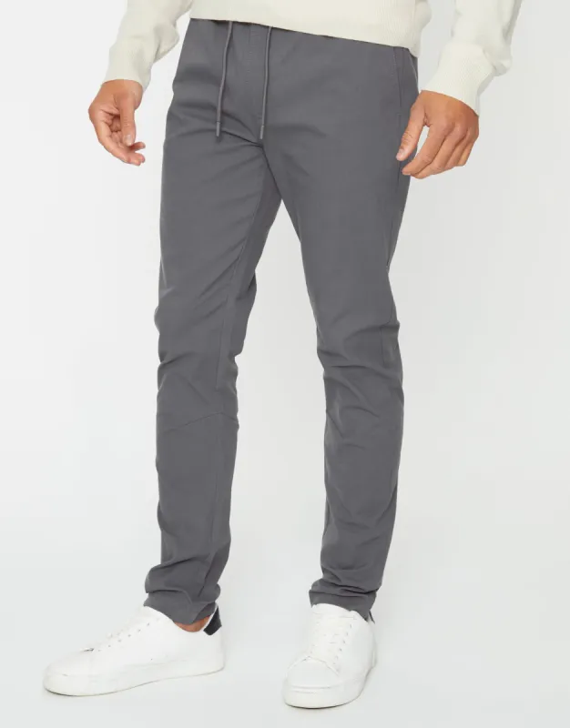 Men's Slate Grey Slim Fit Pull-On Chino Trousers sold by Threadbare