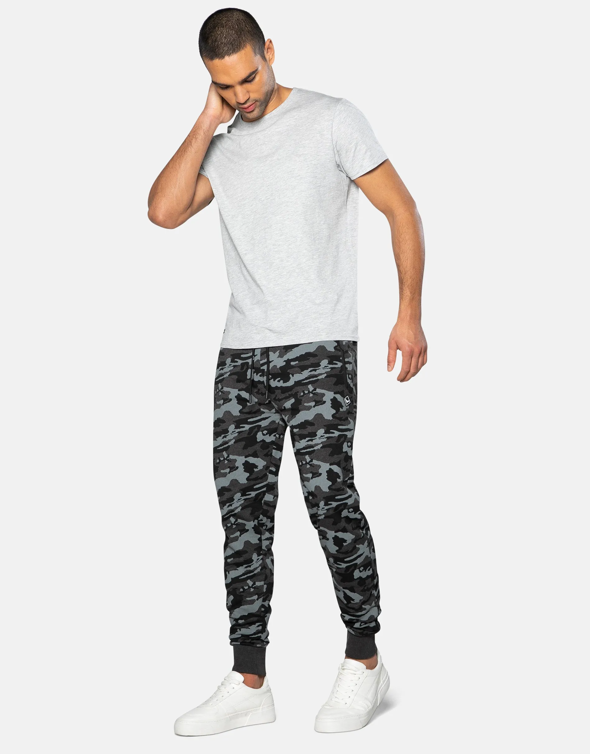 Men's Charcoal Camo Slim Fit Joggers sold by Threadbare product image thumbnail 3