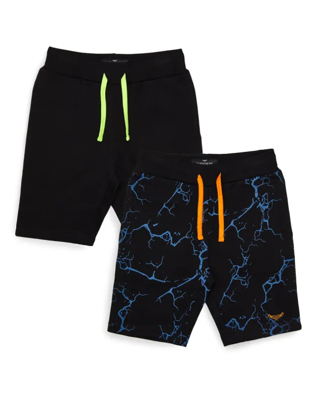 Boys' Black Nerve Print Fleece Shorts (2 Pack) sold by Threadbare