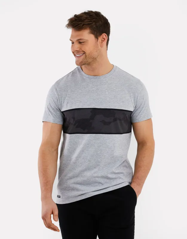 Men's Light Grey Camo Stripe T-Shirt sold by Threadbare