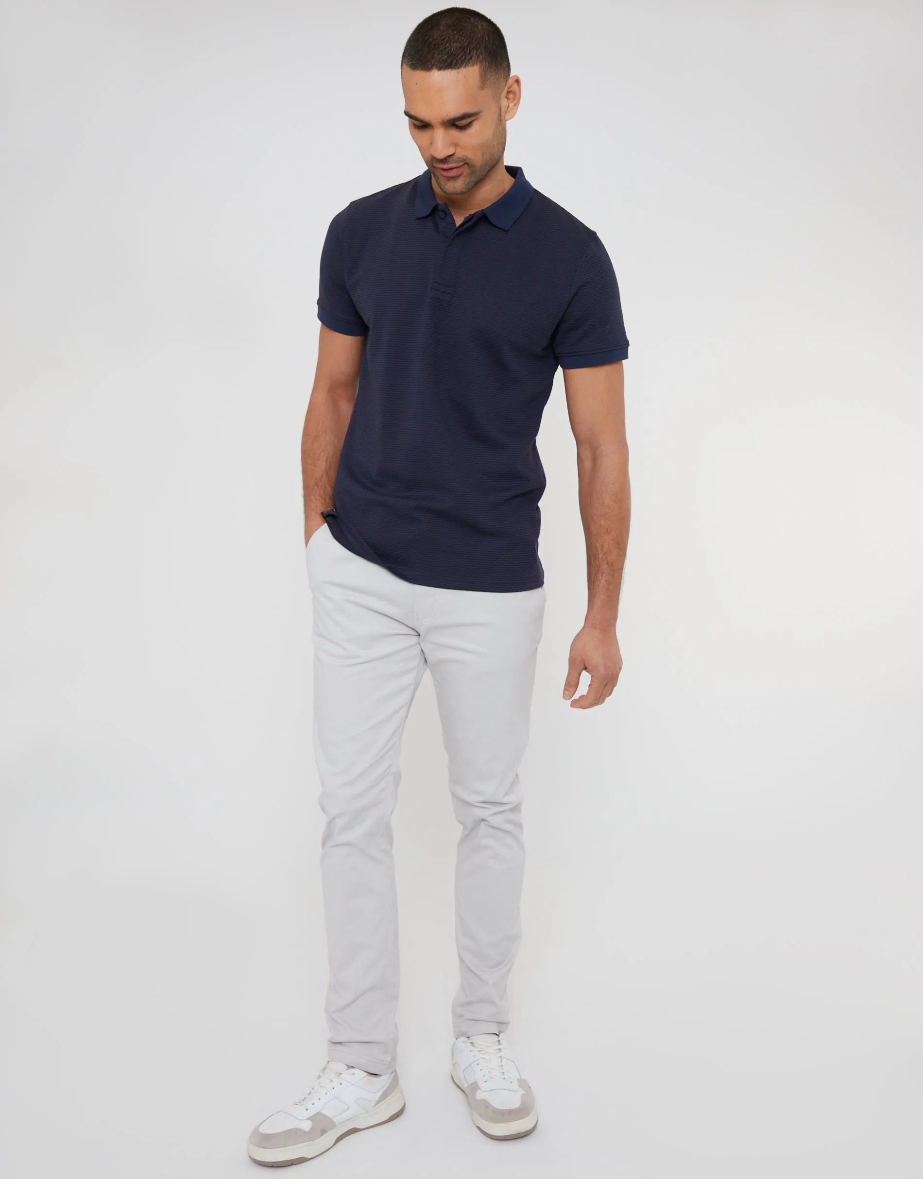 Off White Slim Fit Chino Trousers sold by Threadbare product image thumbnail 3