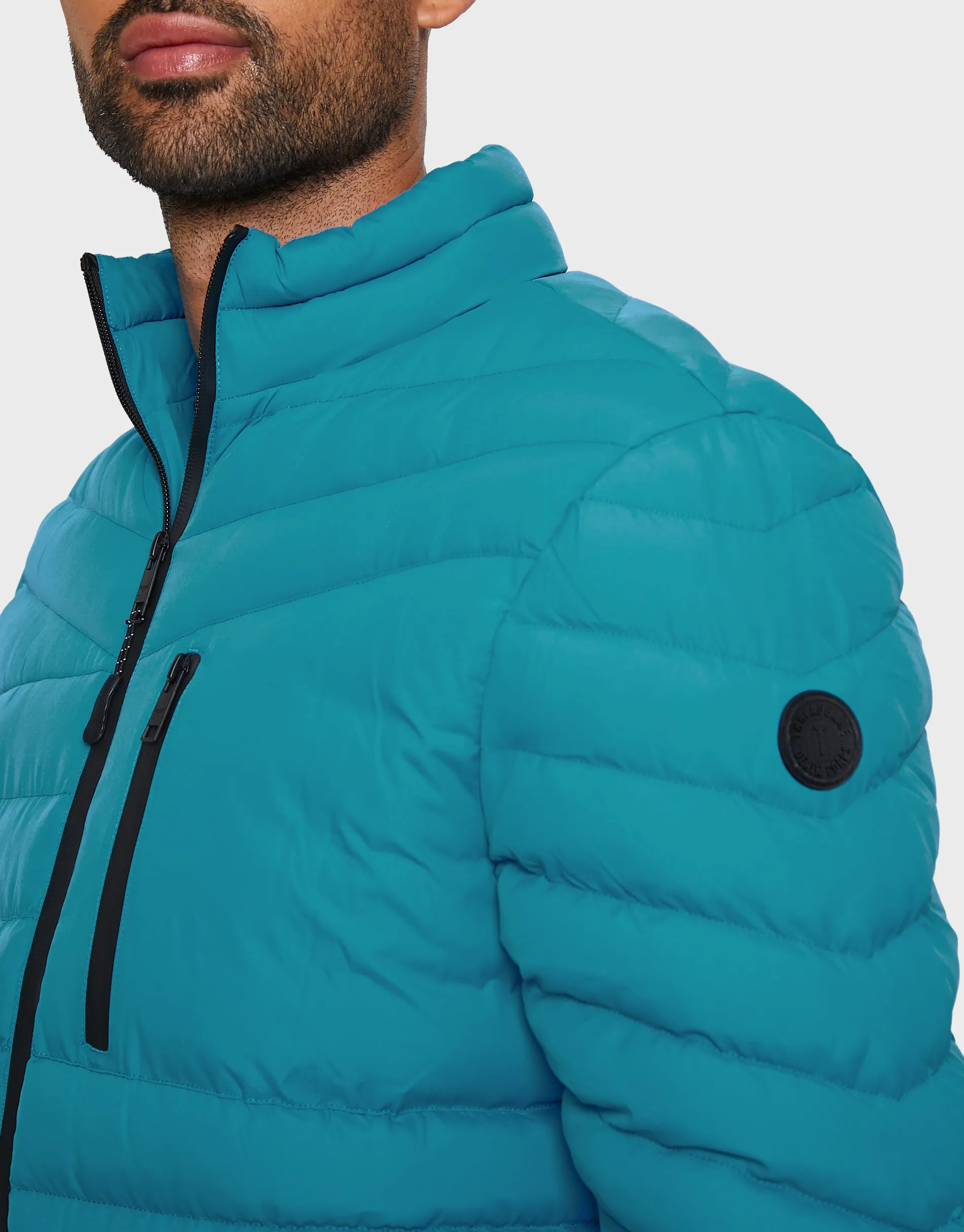 Men's Teal Lightweight Puffer Jacket sold by Threadbare product image thumbnail 4