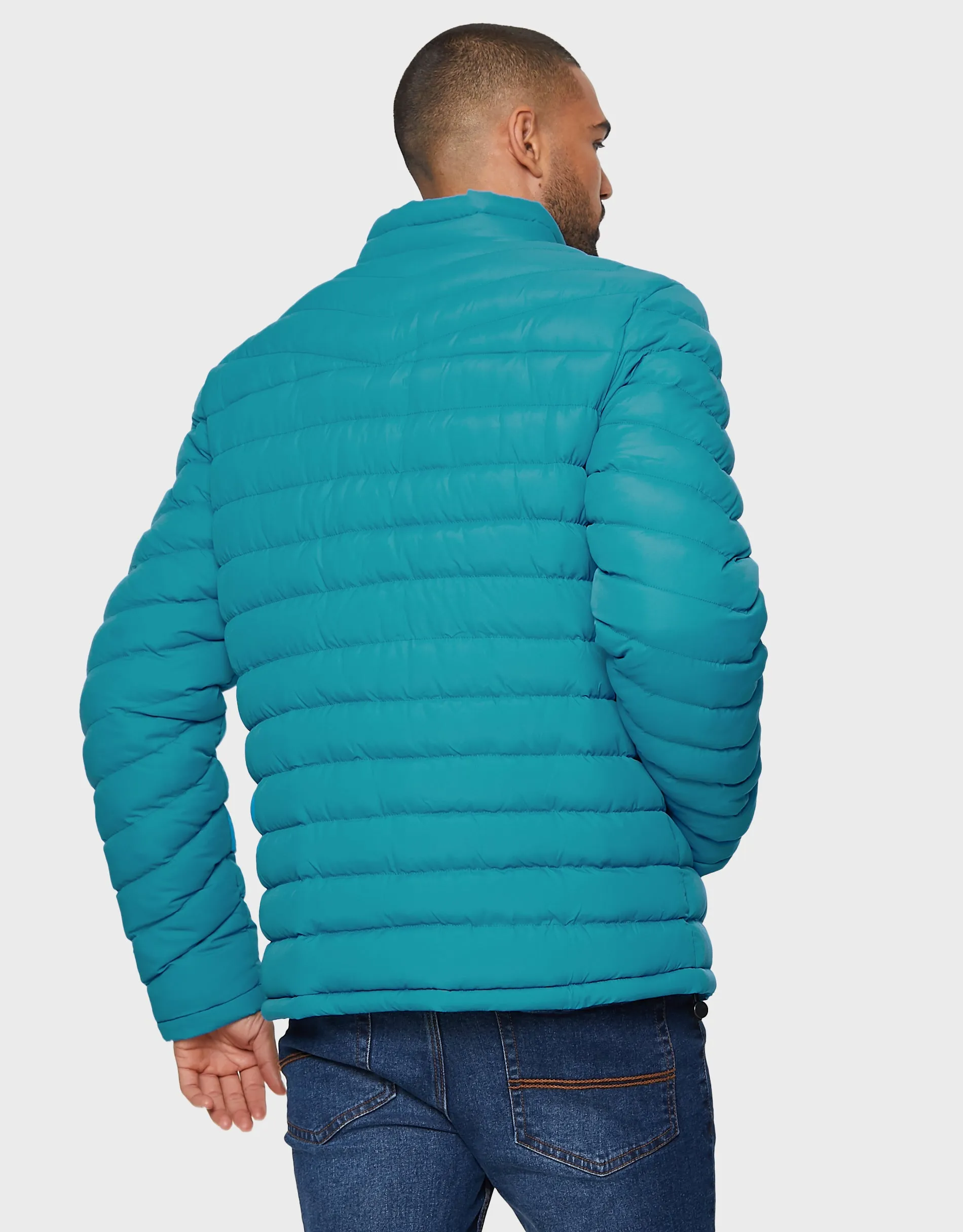 Men's Teal Lightweight Puffer Jacket sold by Threadbare product image thumbnail 2
