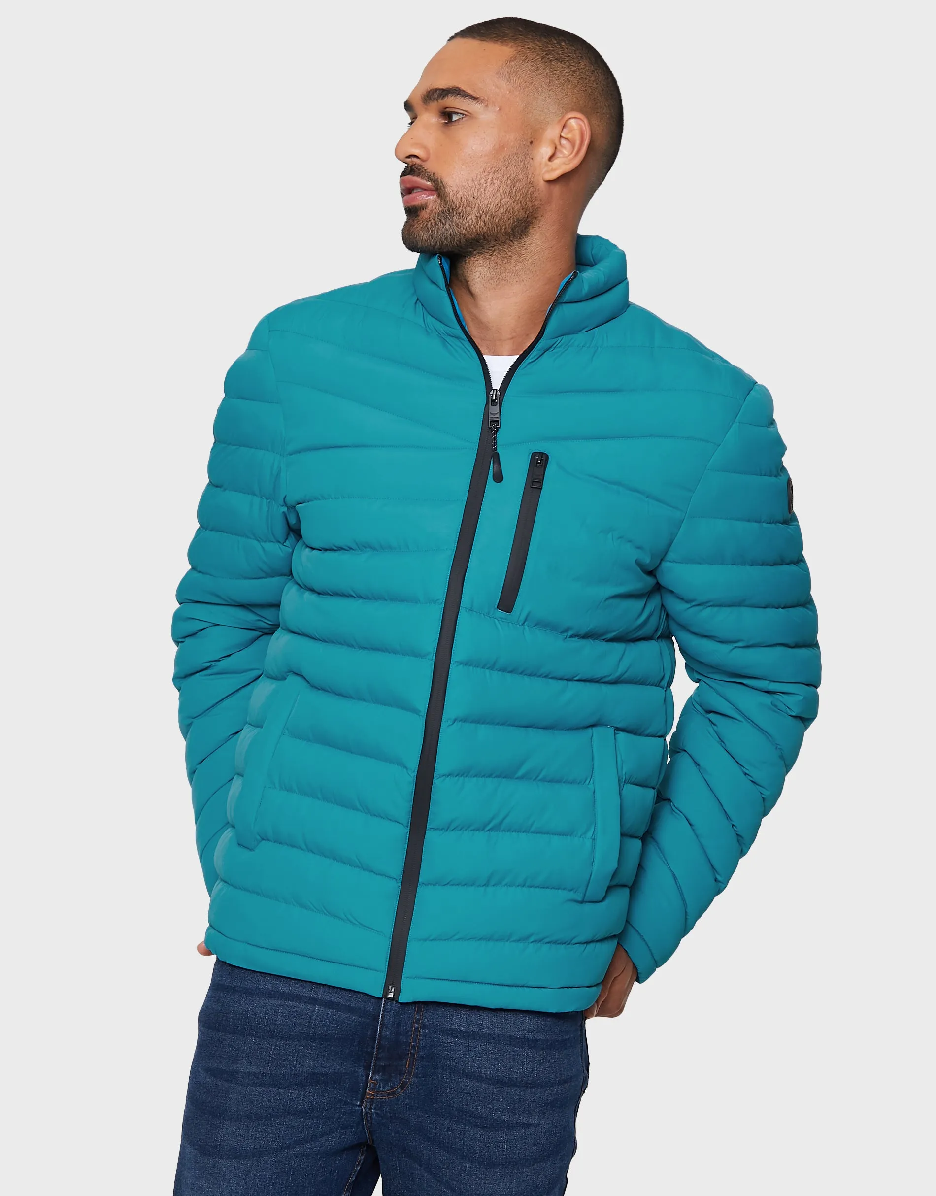 Men's Teal Lightweight Puffer Jacket sold by Threadbare