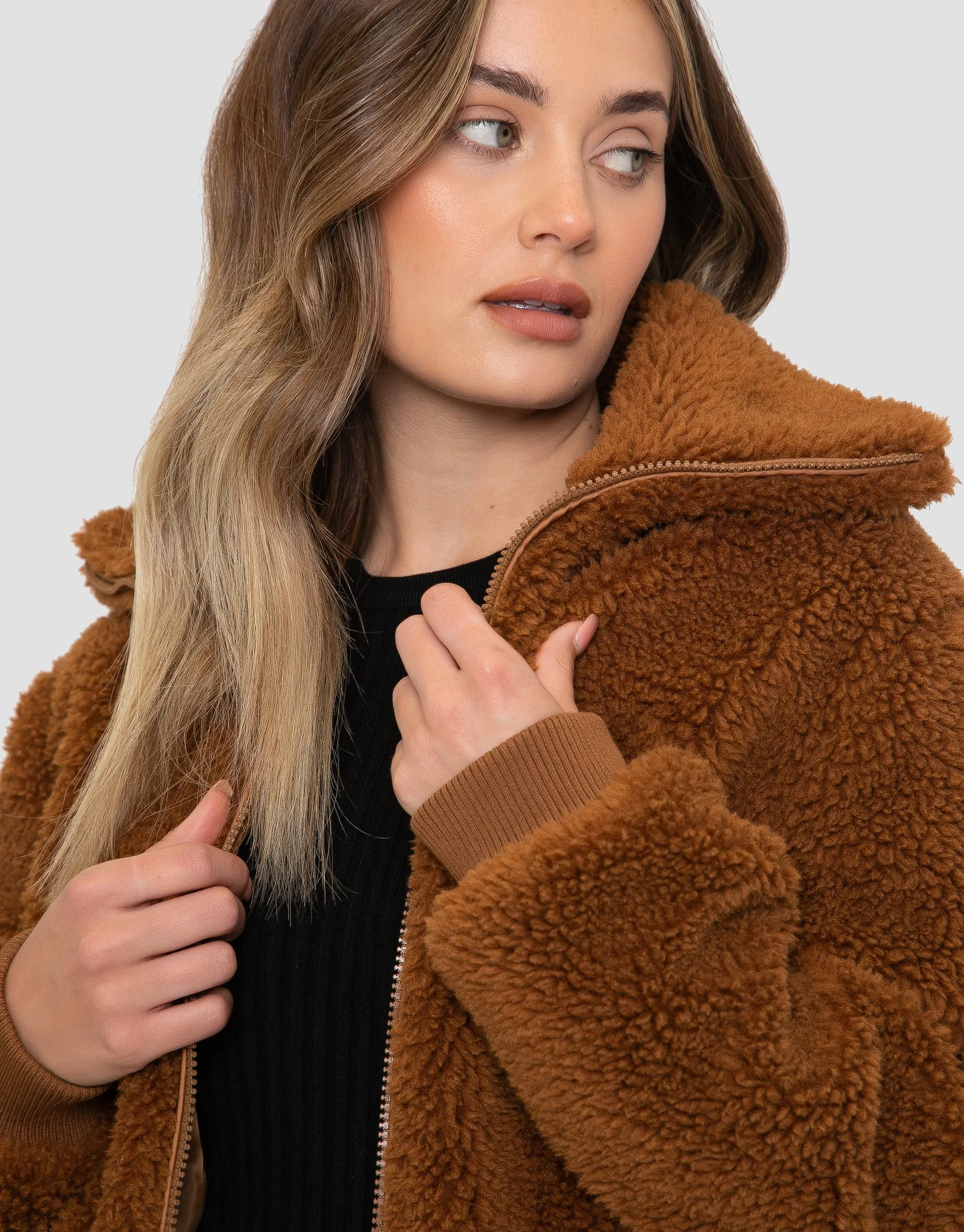Women's Tan Faux Borg Jacket sold by Threadbare product image thumbnail 4