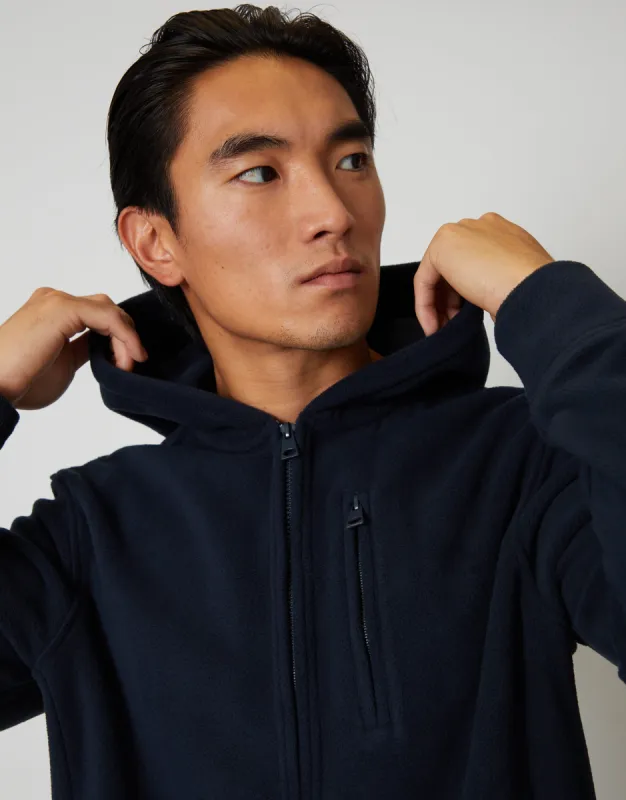 Men's Navy Fitness Fleece Zip-Through Hoodie sold by Threadbare