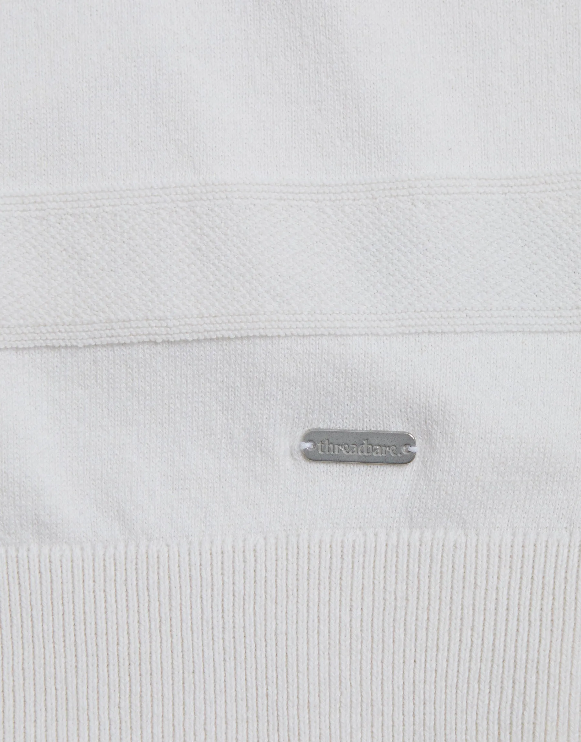 Men's Ecru Button Collar Textured Stripe Knit Polo sold by Threadbare product image thumbnail 5