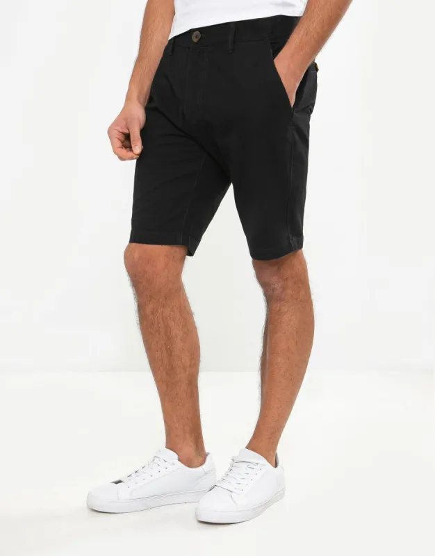 Men's Black Cotton Chino Shorts sold by Threadbare