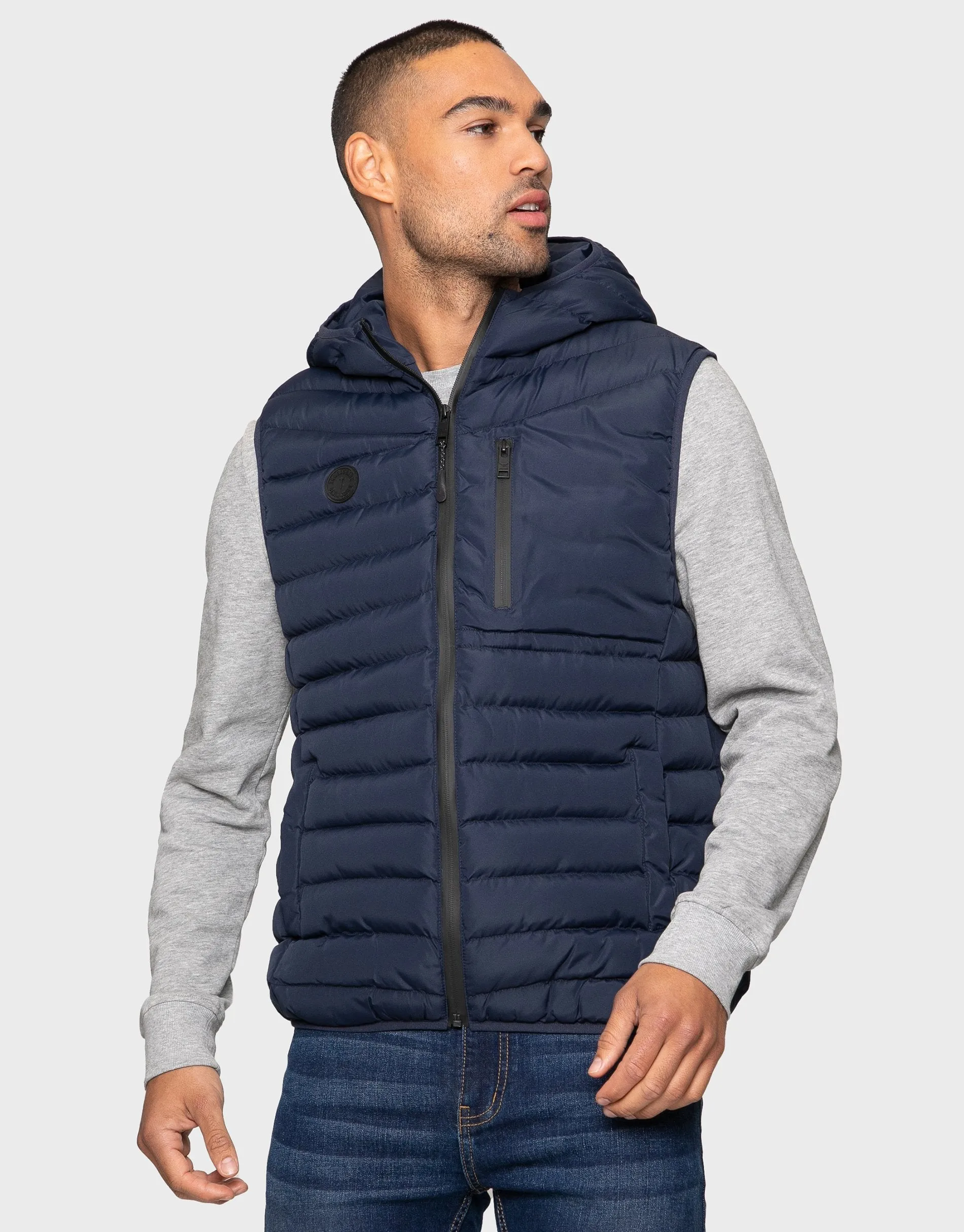 Men's Navy Quilted Gilet sold by Threadbare