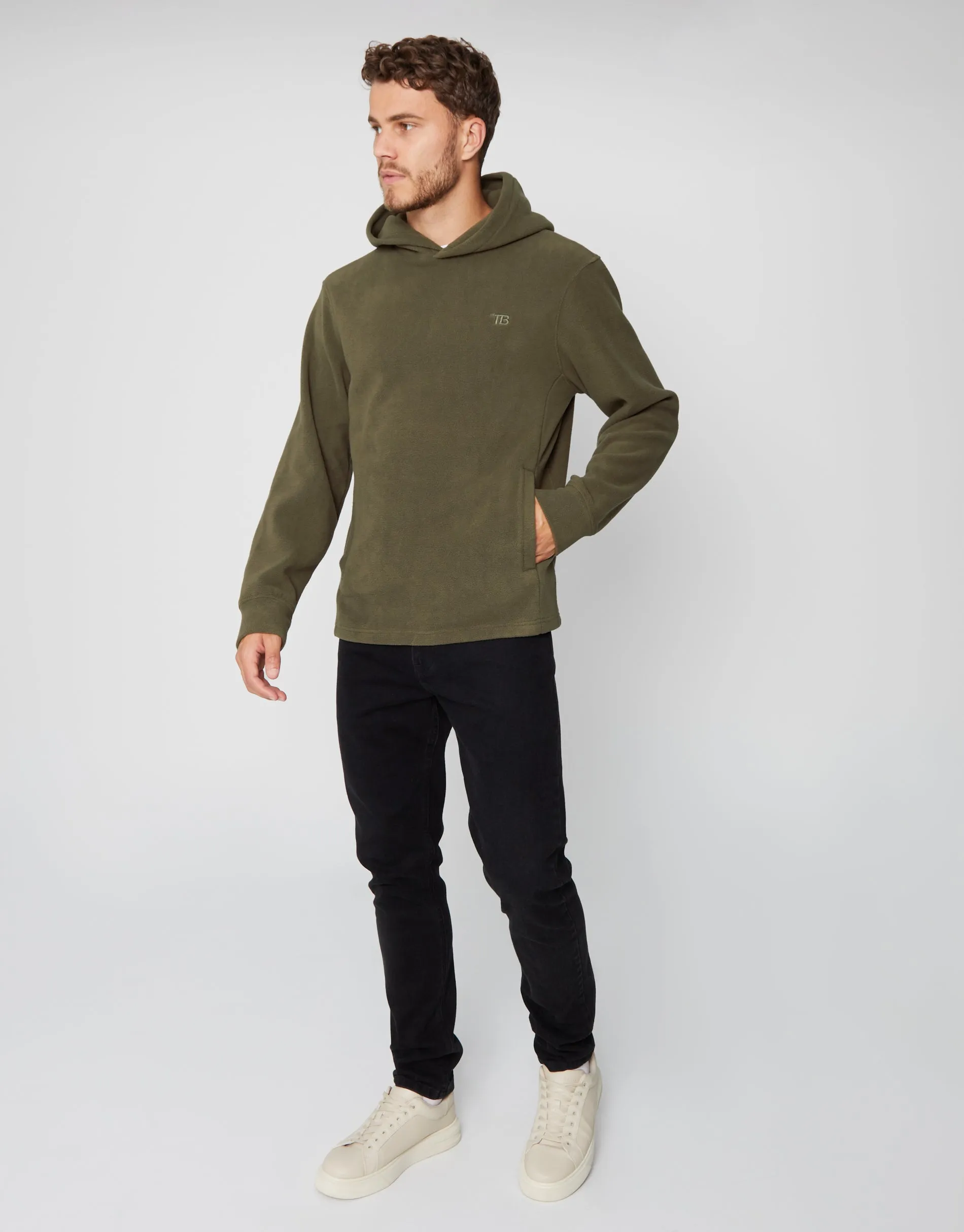 Men's Khaki Fitness Pullover Hoodie sold by Threadbare product image thumbnail 3