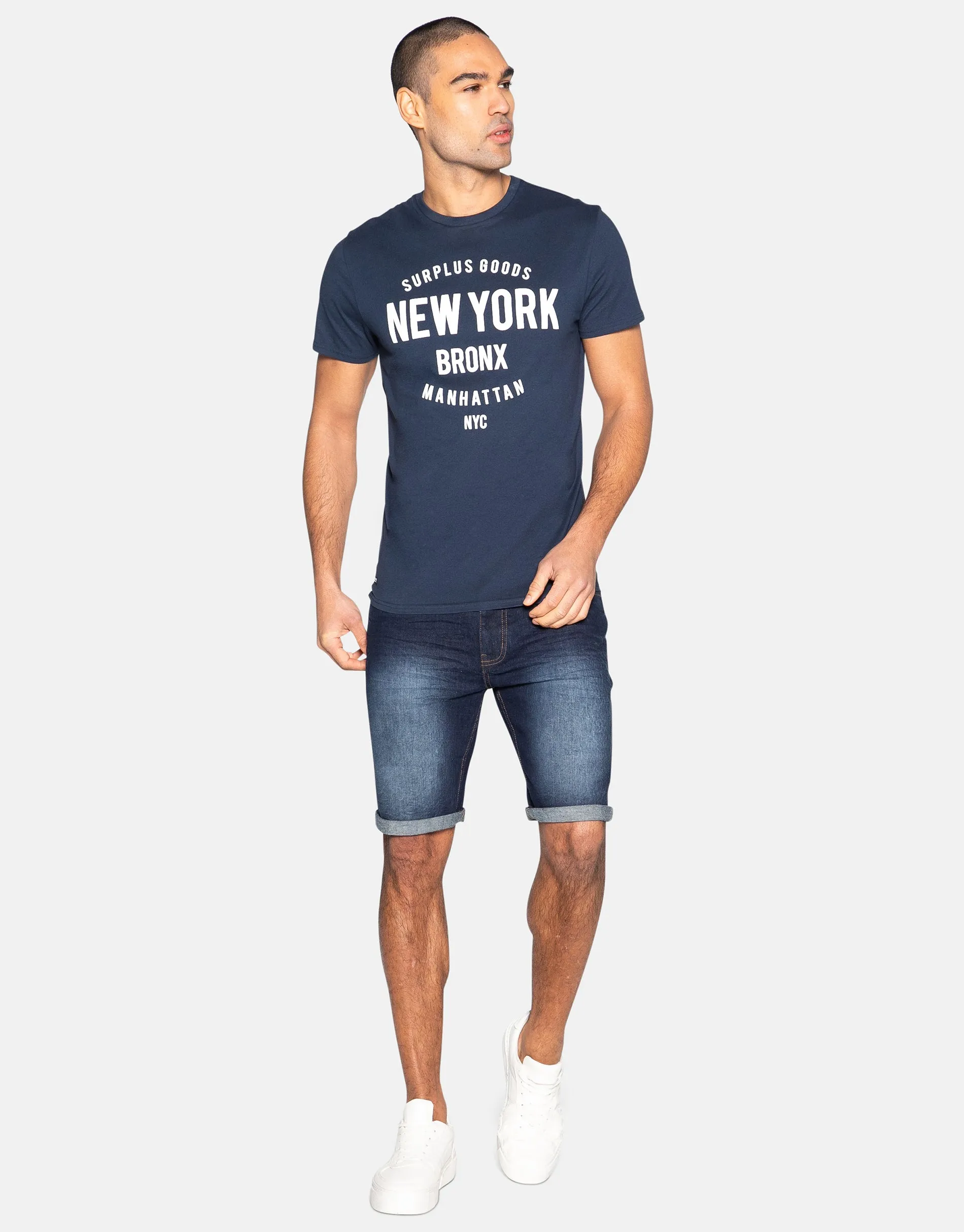 Men's Navy Front Print Cotton T-Shirt sold by Threadbare product image thumbnail 3