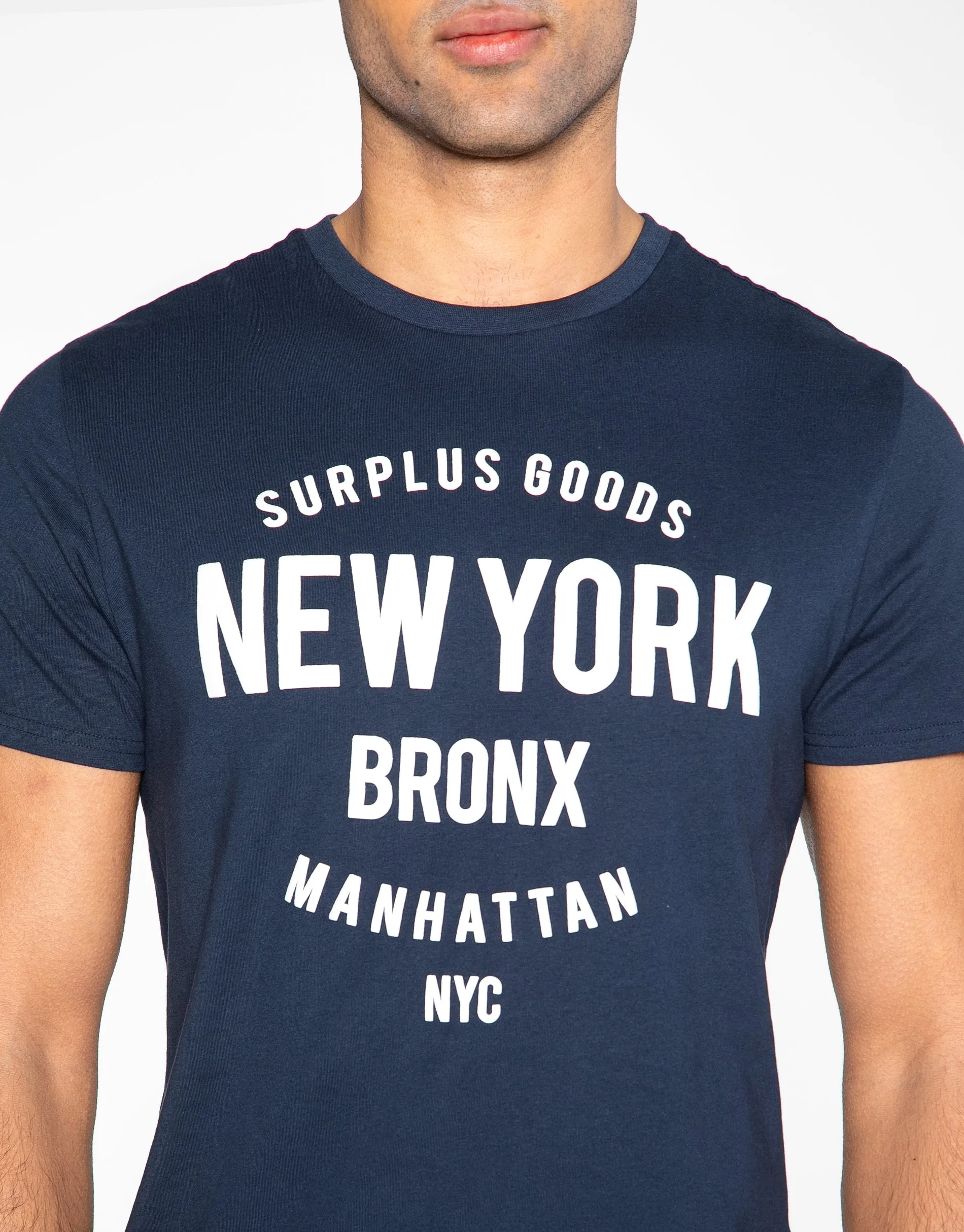 Men's Navy Front Print Cotton T-Shirt sold by Threadbare product image thumbnail 4