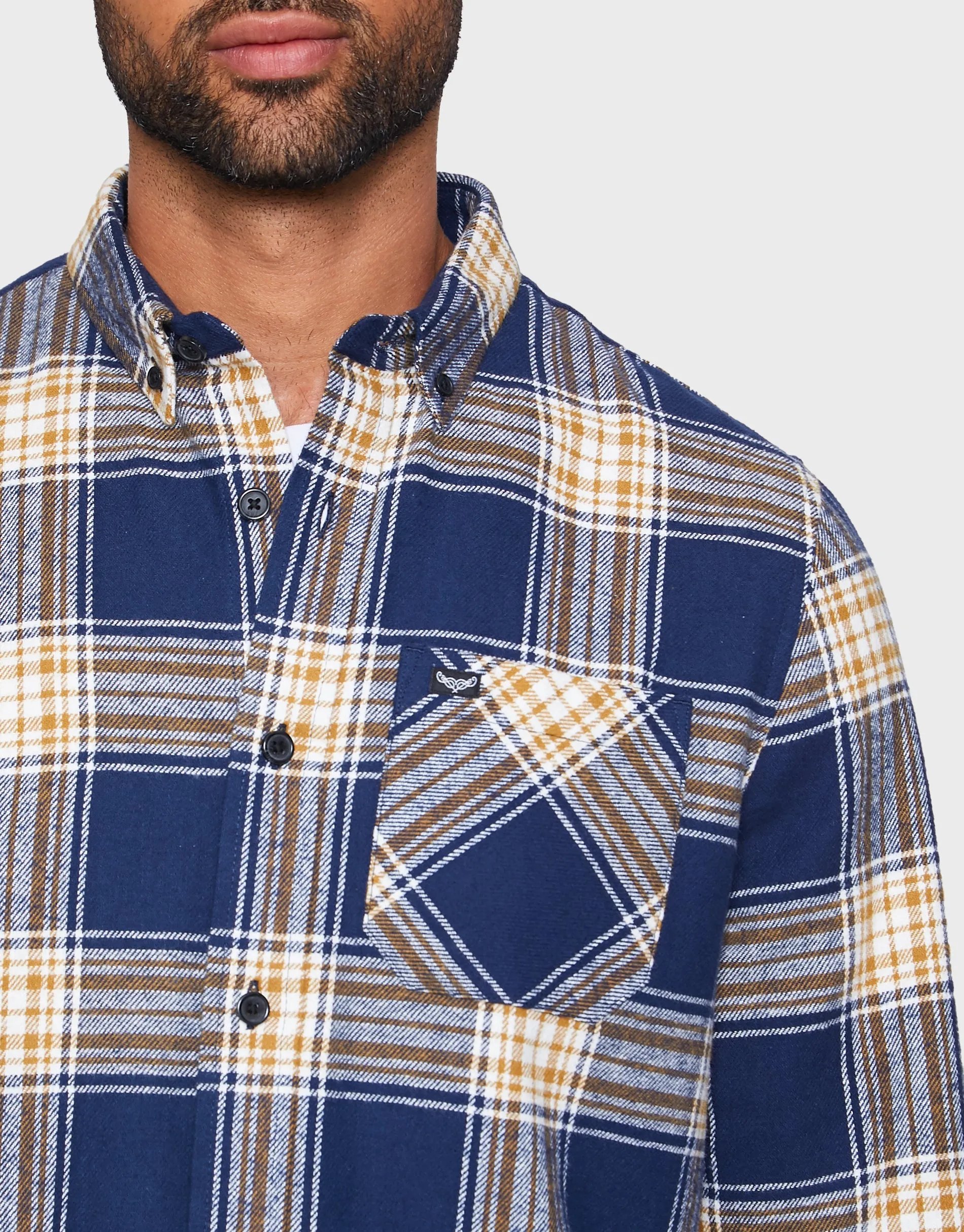 Men's Blue Check Long Sleeve Shirt sold by Threadbare product image thumbnail 4