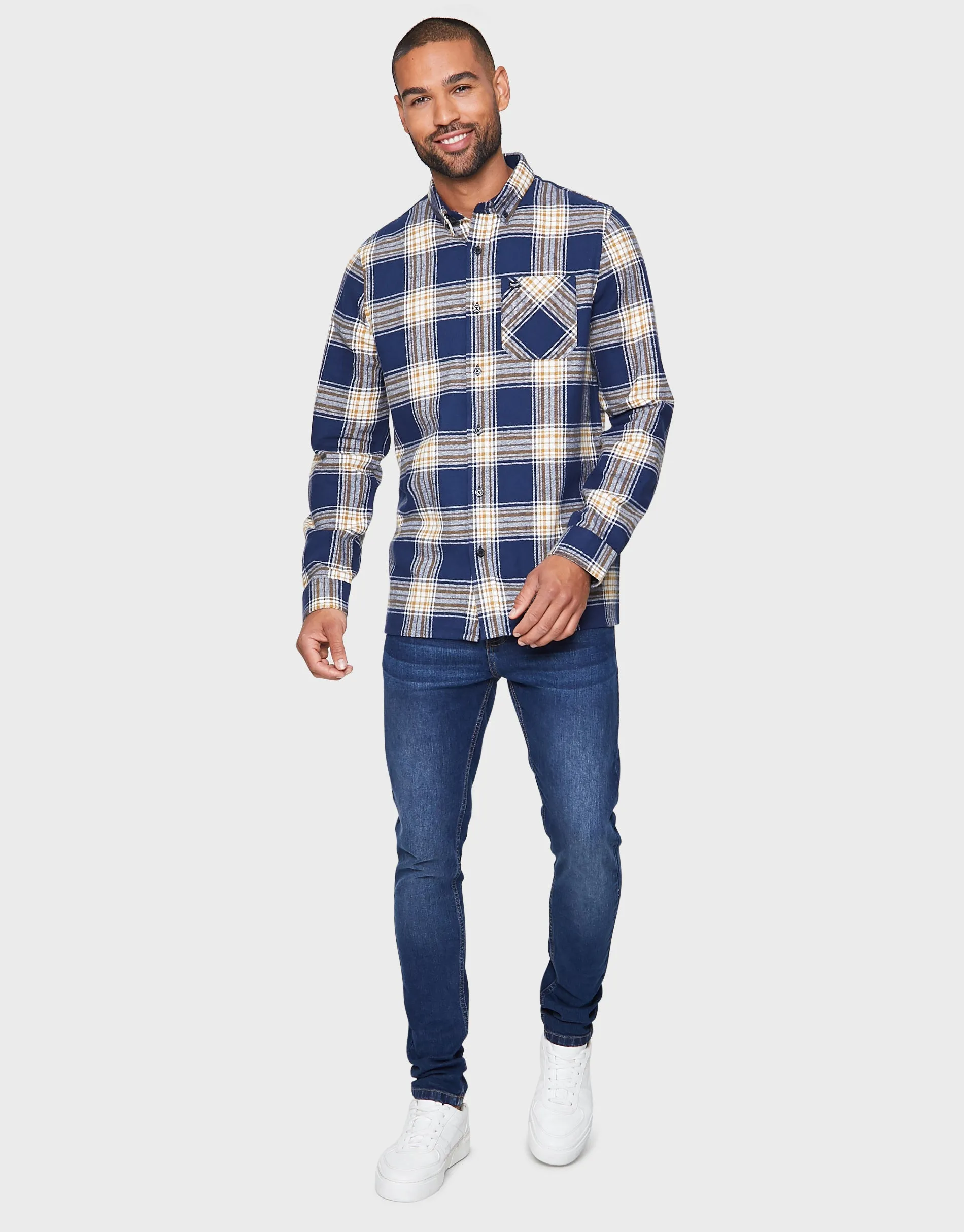 Men's Blue Check Long Sleeve Shirt sold by Threadbare product image thumbnail 3