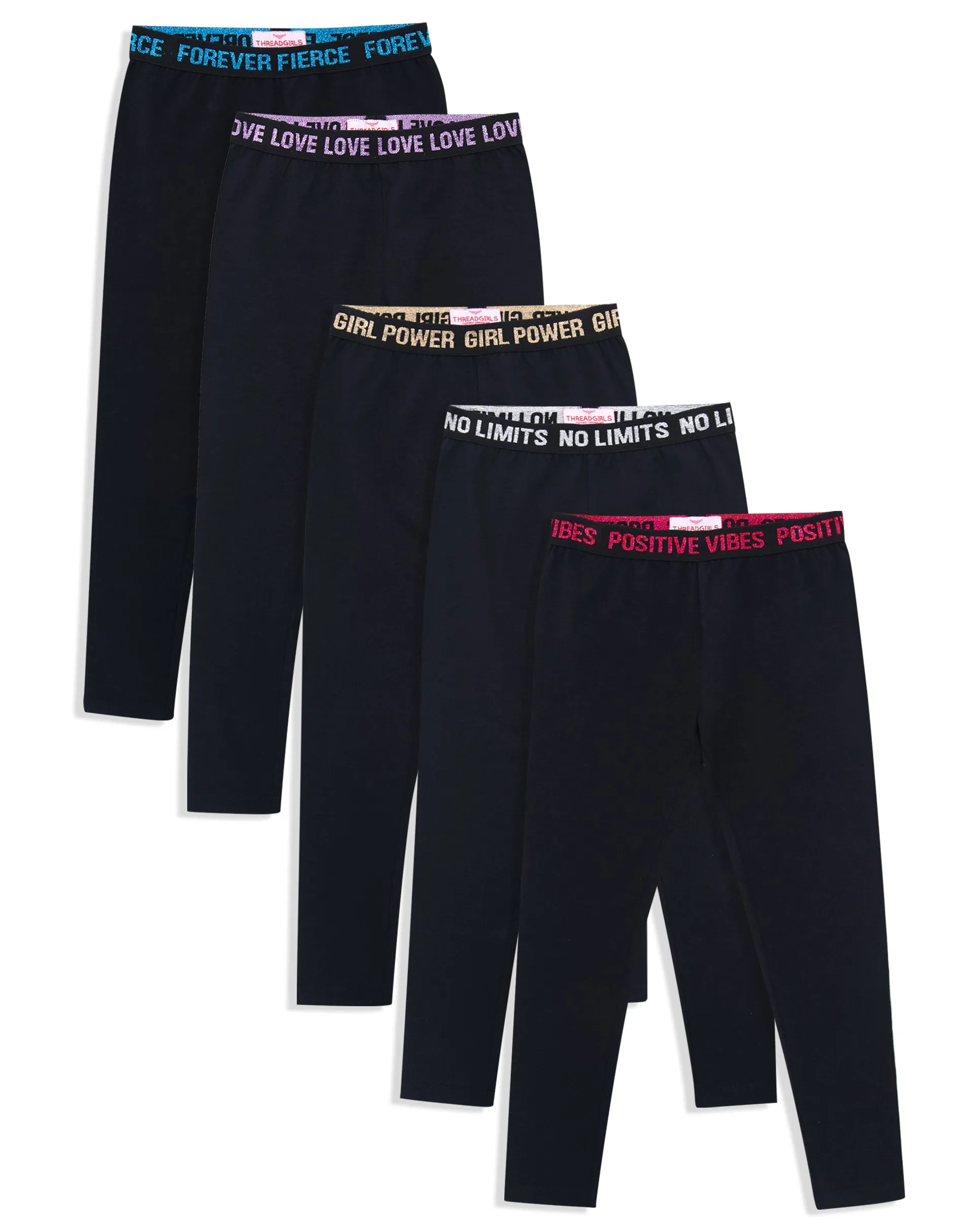 Girls' Black Leggings (5 Pack) sold by Threadbare